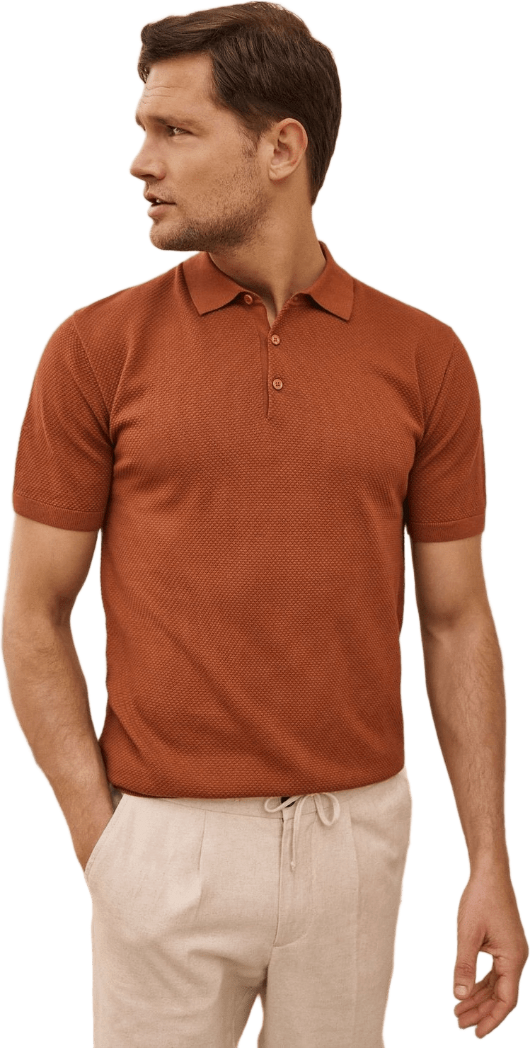 Cotton Texture Knitted Ss Polo Sweater (vincent)
