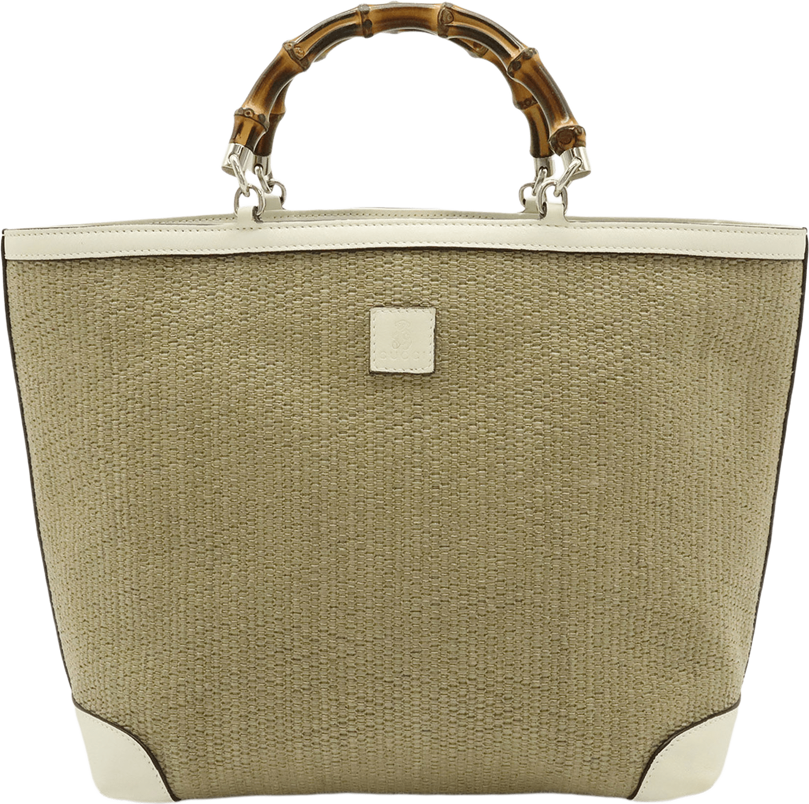 Gucci Raffia Bamboo Childrens Tote, från Luxclusif, i färgen brun.