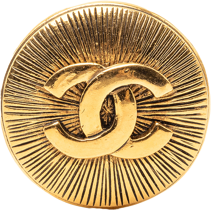 Chanel Cc Gold Plated Round Brooch, från Luxclusif, i färgen gold.