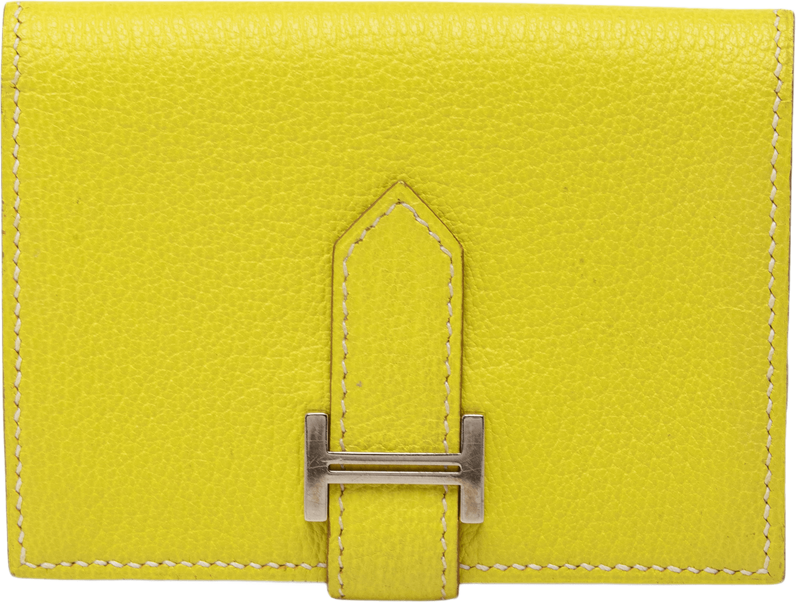 Hermès Epsom Bearn Card Case, från Luxclusif, i färgen gul.