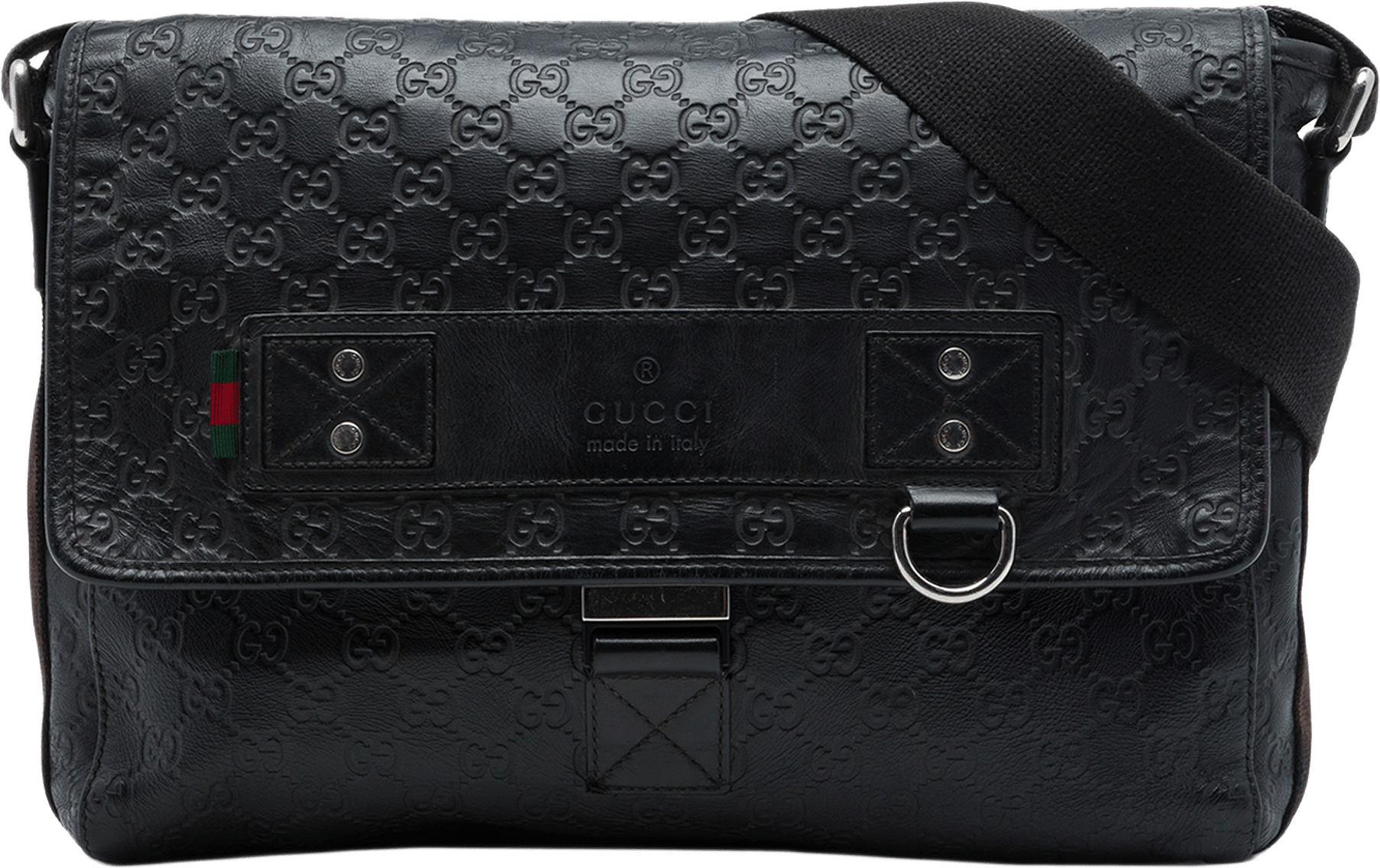 Gucci Guccissima Web Crossbody, från Luxclusif, i färgen svart.