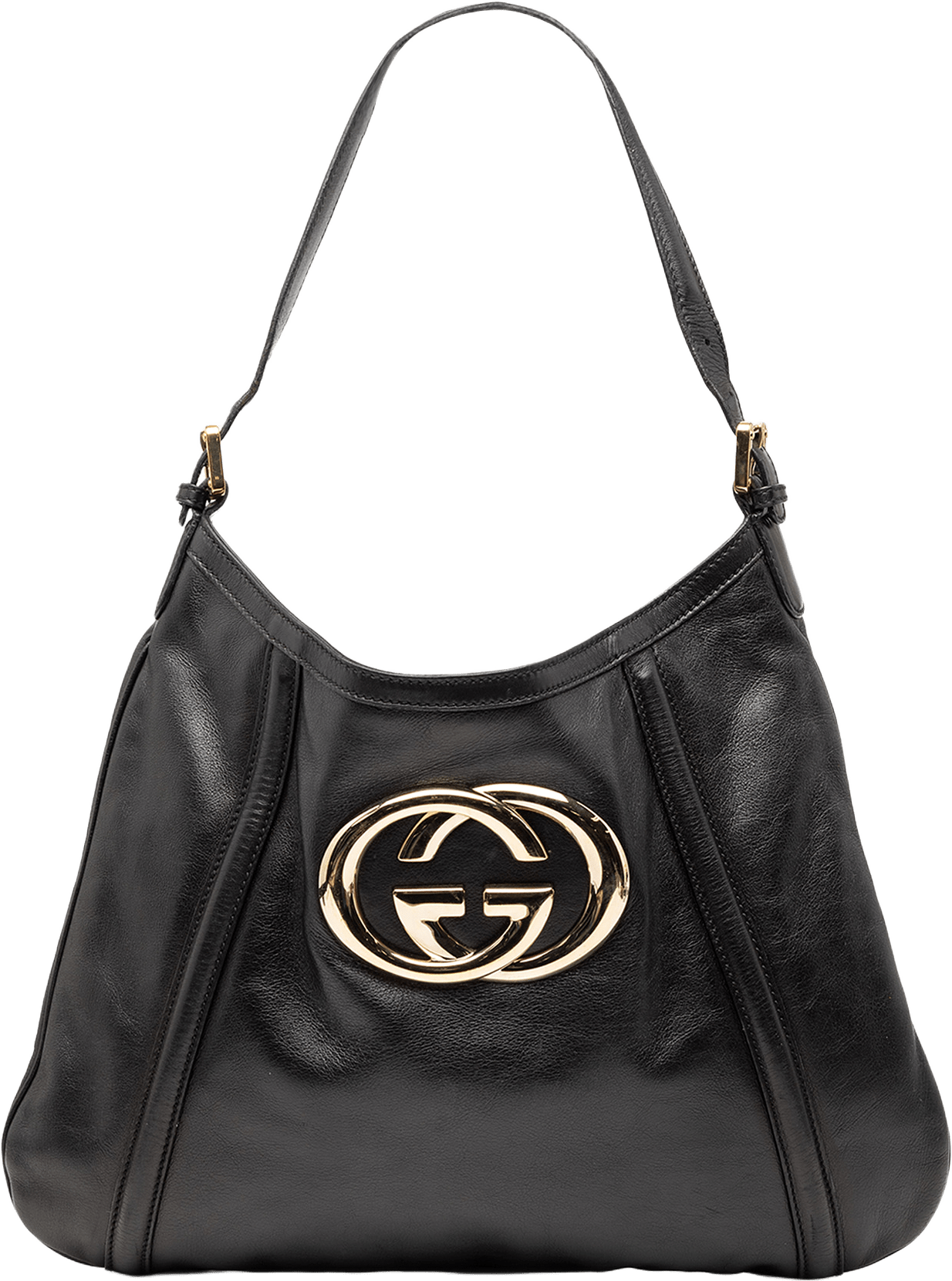 Gucci Calfskin Interlocking G Britt Shoulder Bag, från Luxclusif, i färgen black.