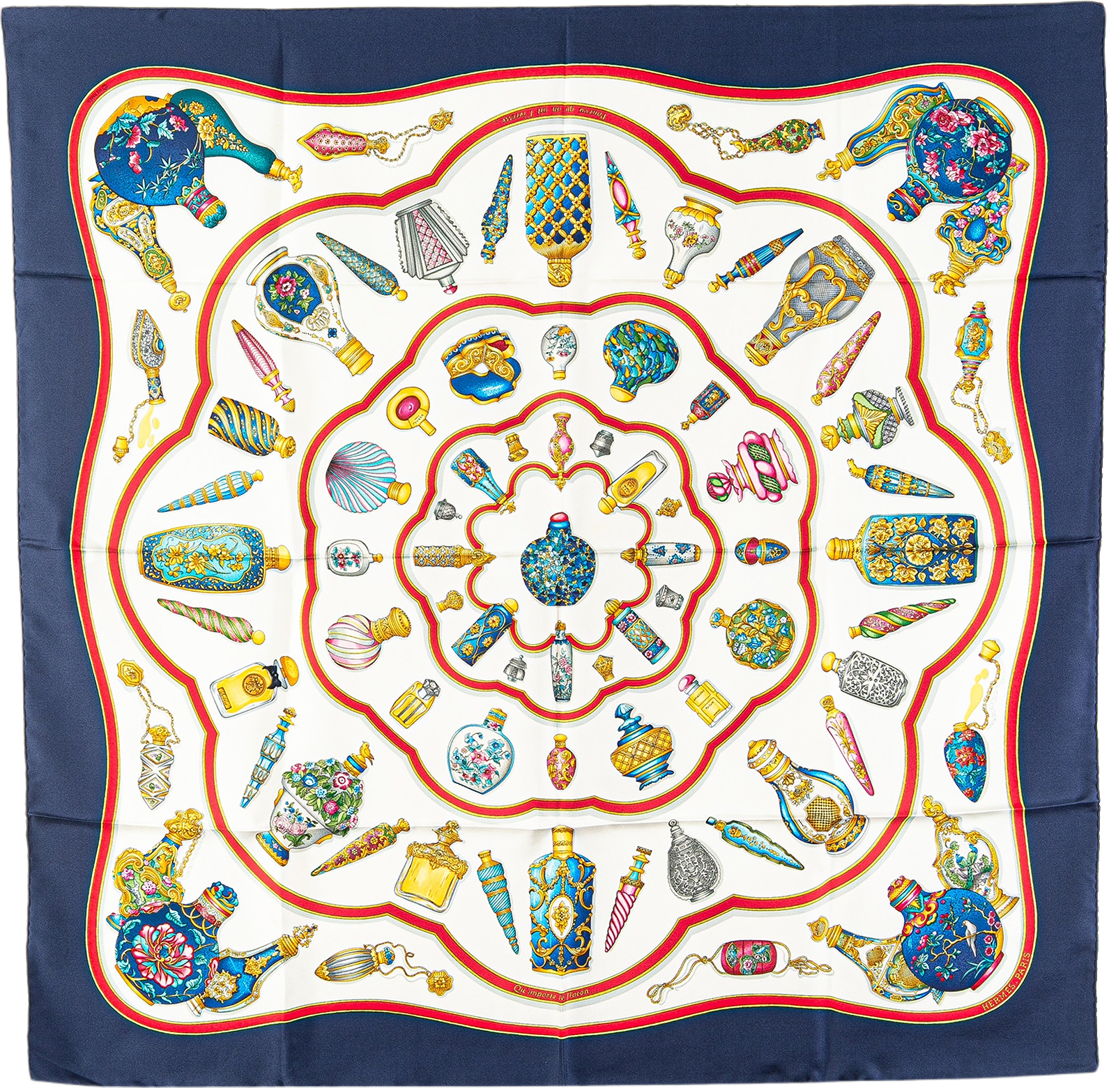 Hermès Qu Importe Le Flacon Silk Scarf, från Luxclusif, i färgen white.