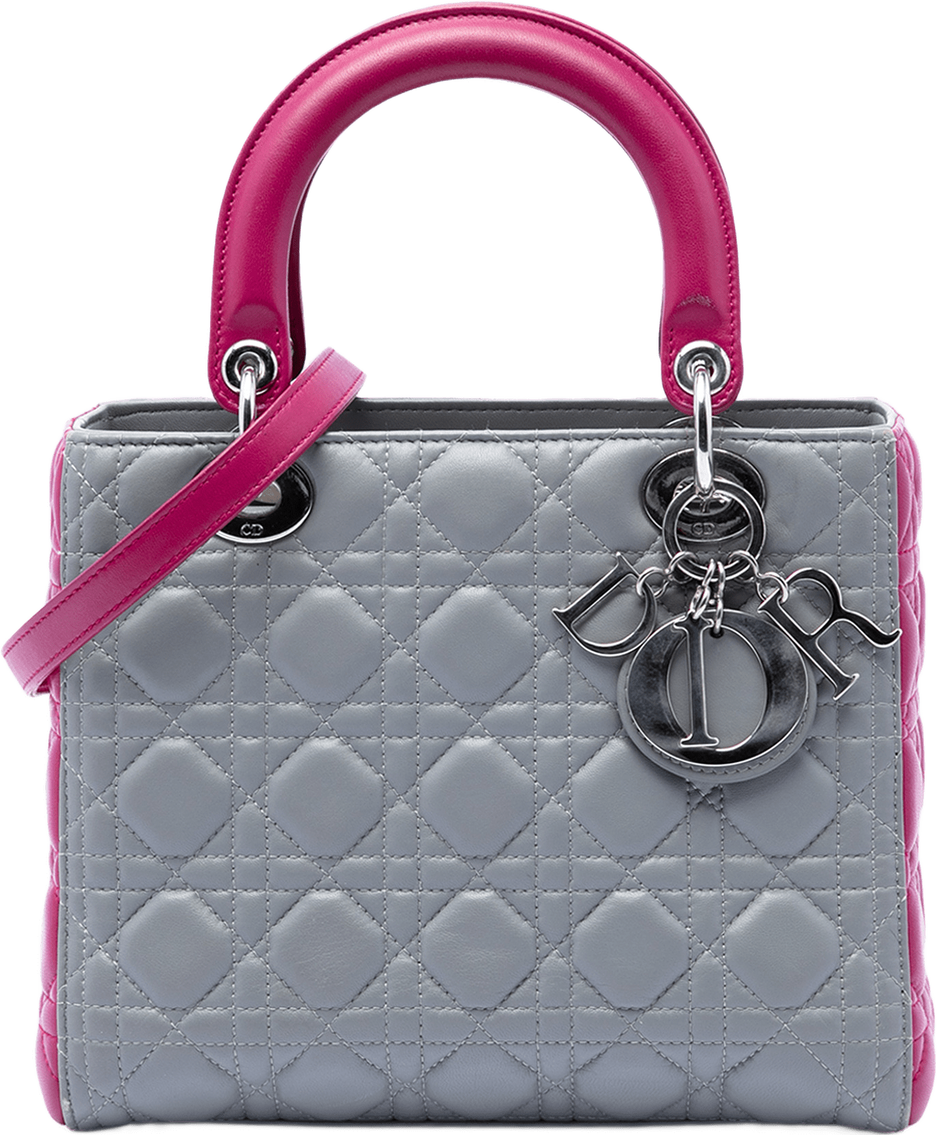 Dior Medium Bicolor Lambskin Cannage Lady Dior, från Luxclusif, i färgen rosa.