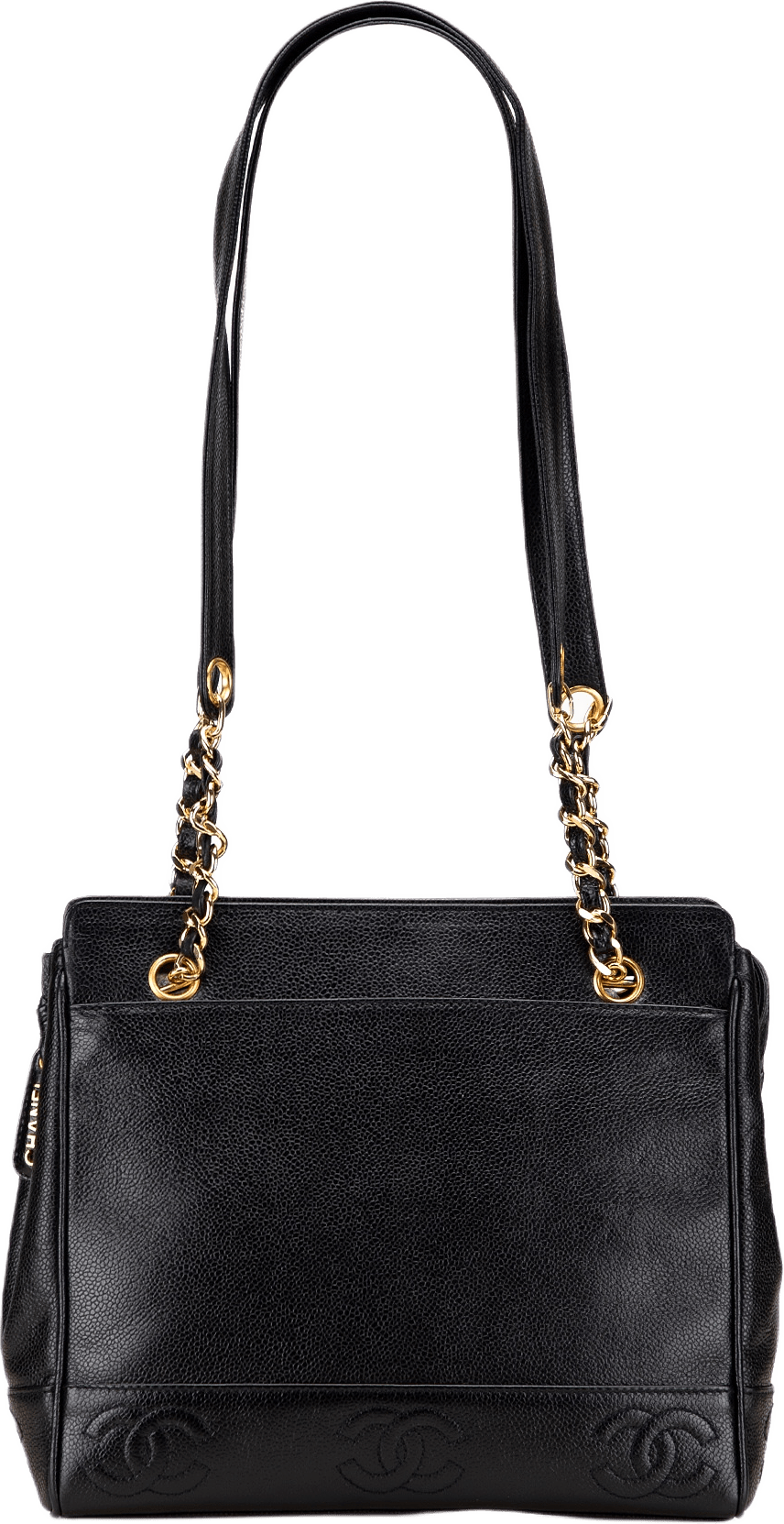 Chanel Triple Cc Caviar Tote, från Luxclusif, i färgen black.