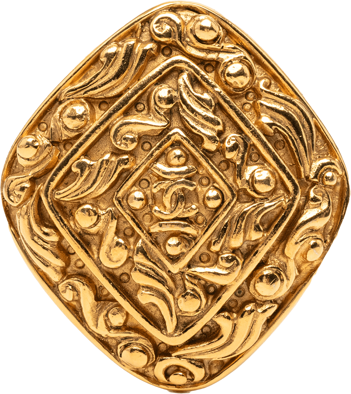 Chanel Cc Gold Plated Diamond Brooch, från Luxclusif, i färgen gold.