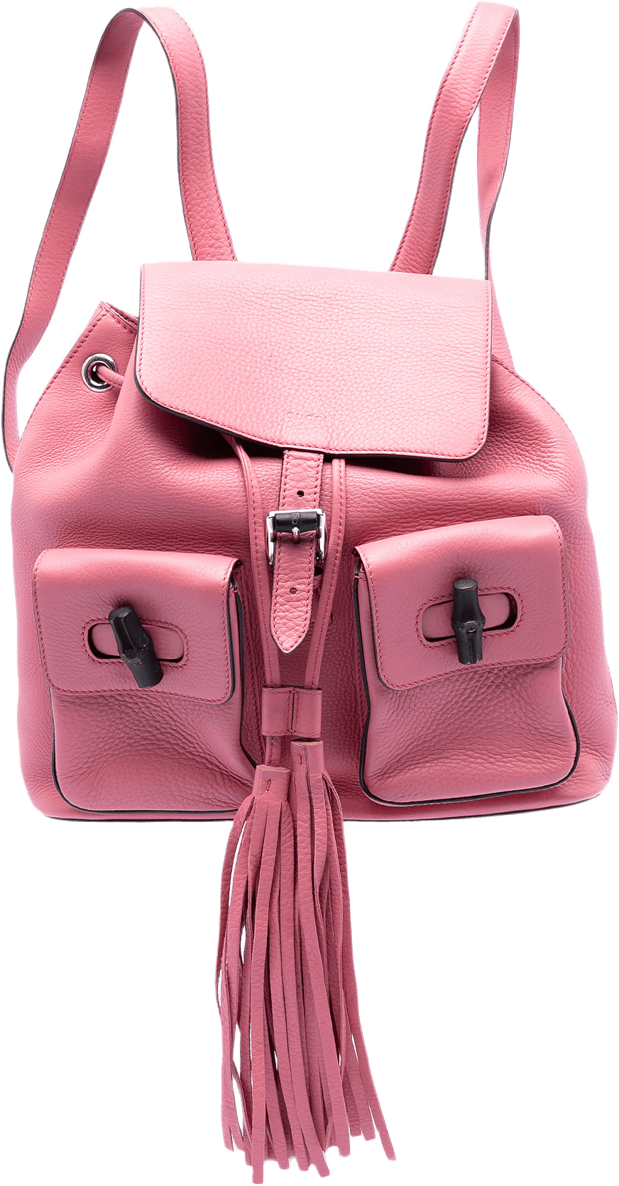 Gucci Leather Bamboo Tassel Backpack, från Luxclusif, i färgen rosa.