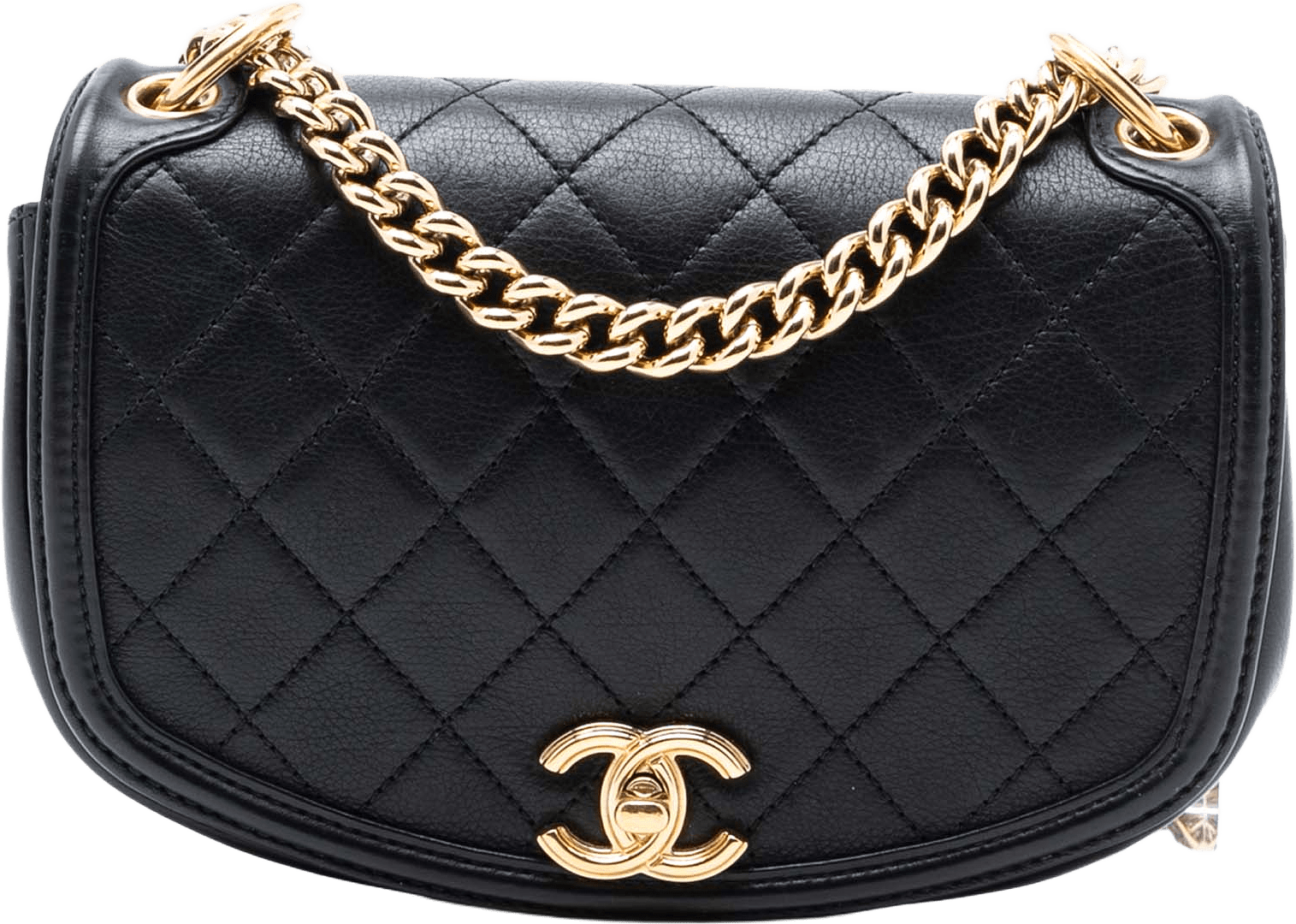 Chanel Small Quilted Calfskin Underline Flap, från Luxclusif, i färgen black.