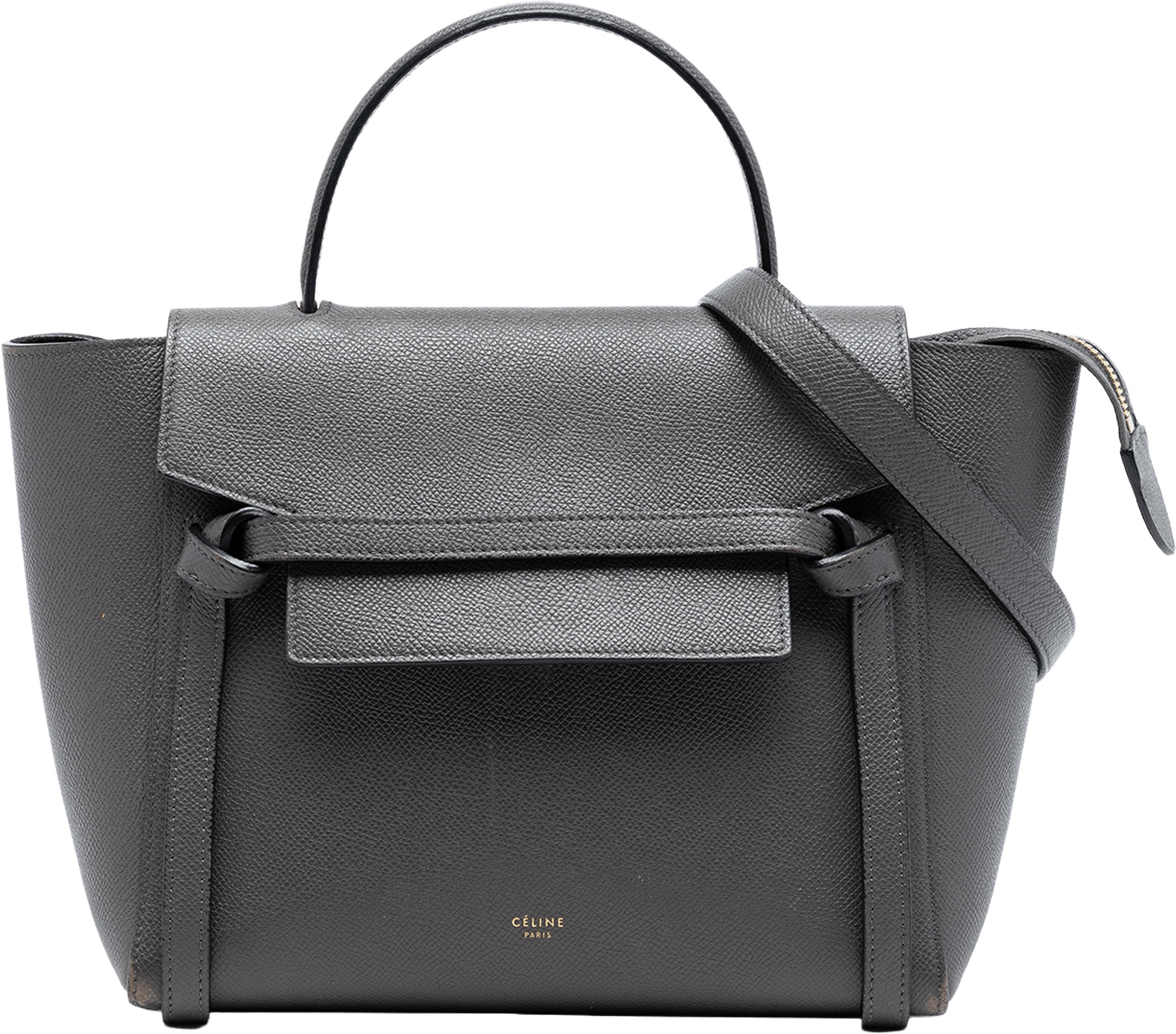 Celine Micro Grained Calfskin Belt Bag, från Luxclusif, i färgen gray.
