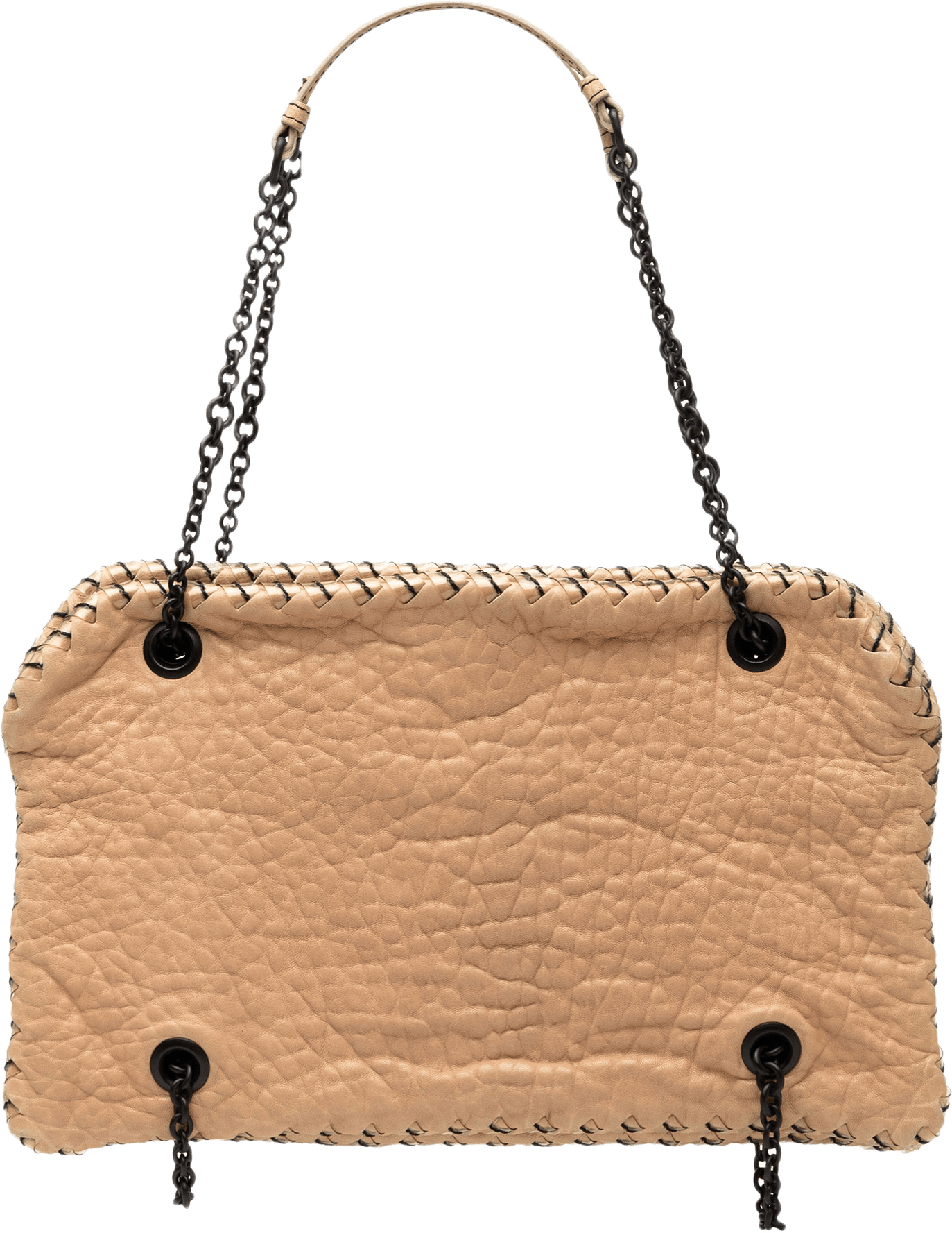 Bottega Veneta Textured Leather Whipstitch Duo Shoulder Bag, från Luxclusif, i färgen beige.