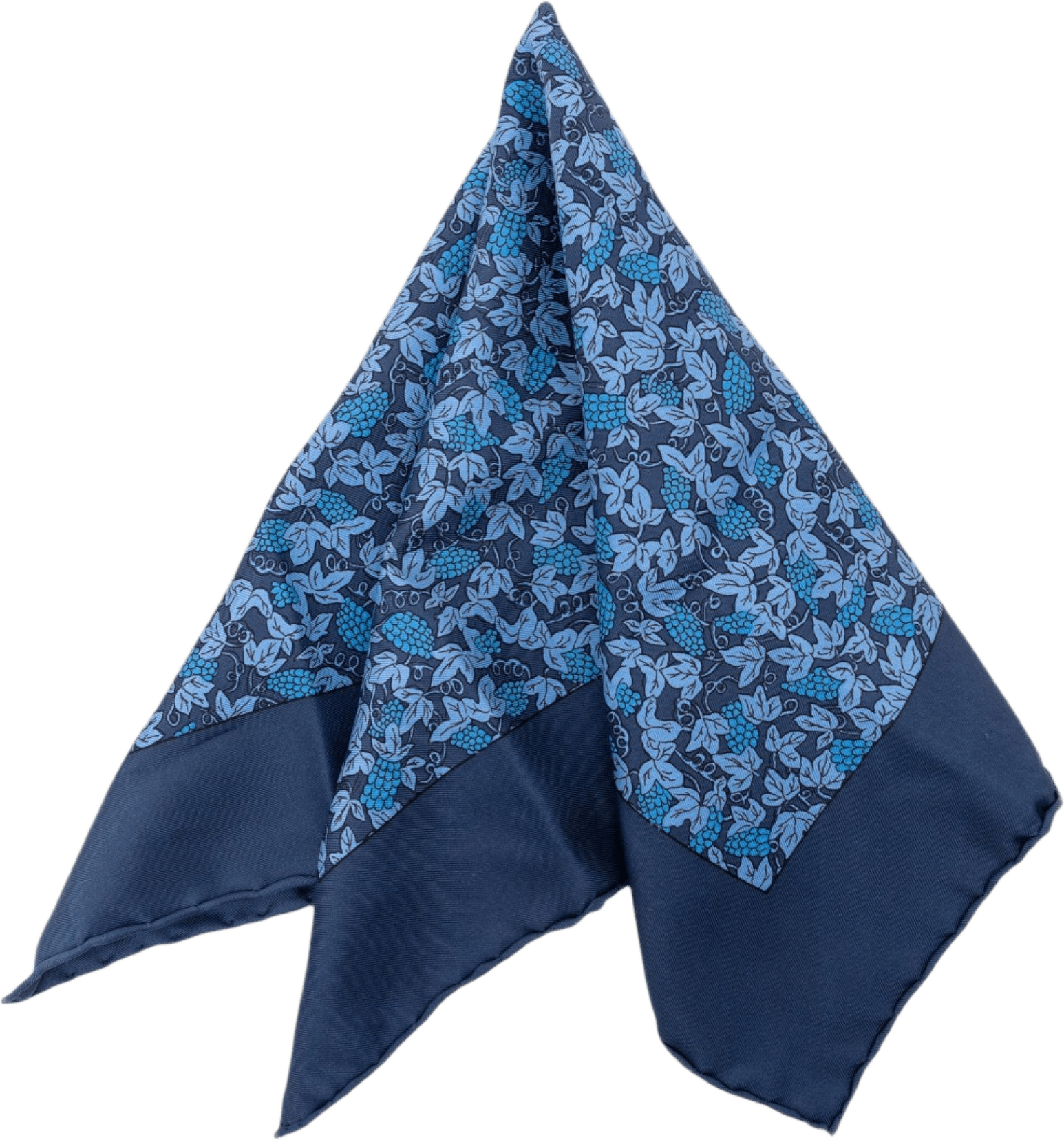 Hermès Grape Vines Silk Pocket Square Scarf, från Luxclusif, i färgen blå.