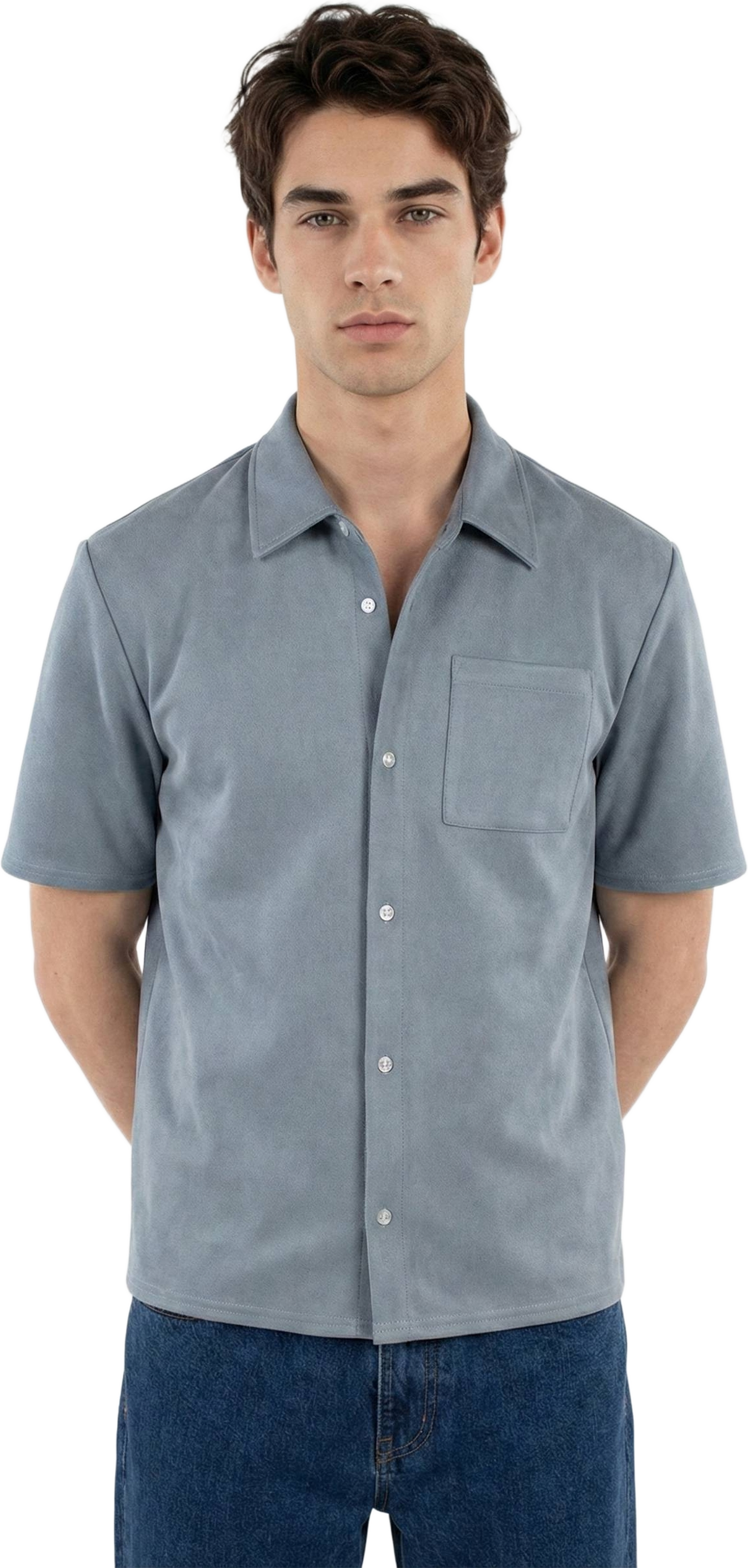 Nathan Vegan Suede Shirt, från Ciszere, i färgen blue.