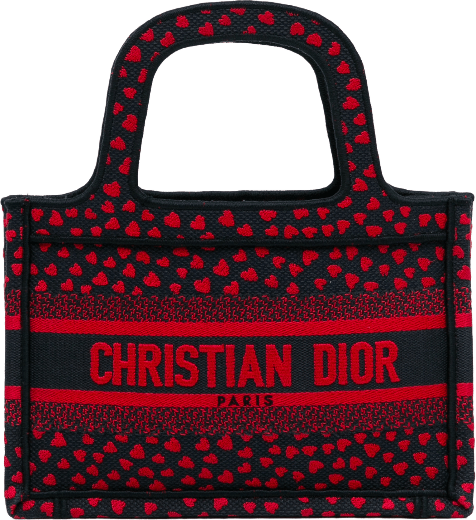 Dior Mini Pop Heart I Love Paris Book Tote, från Luxclusif, i färgen red.
