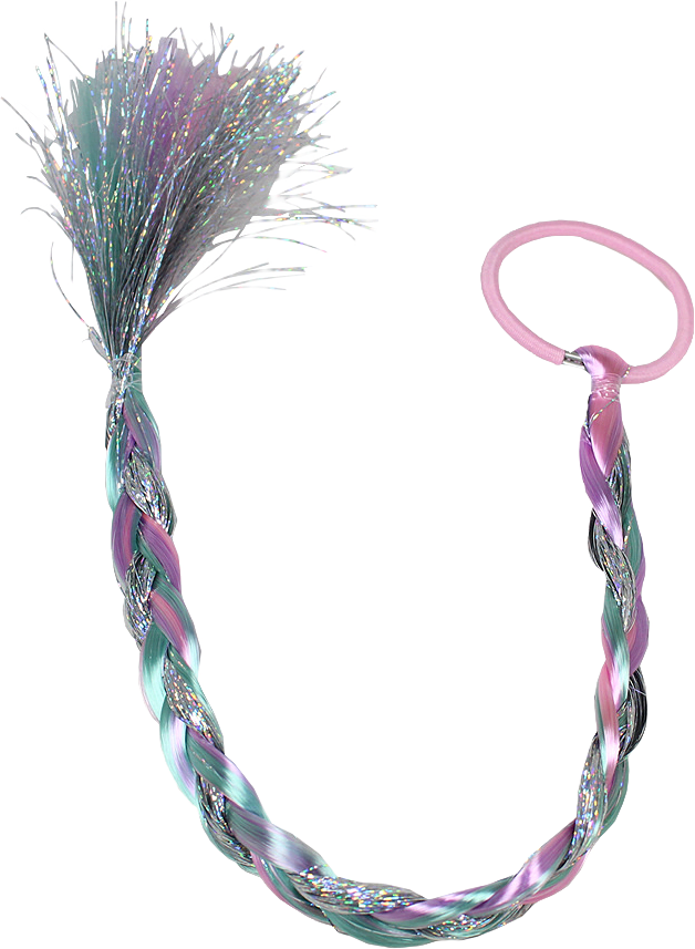 Hårsnodd Med Fläta I Rosa, Turkos Och Silver