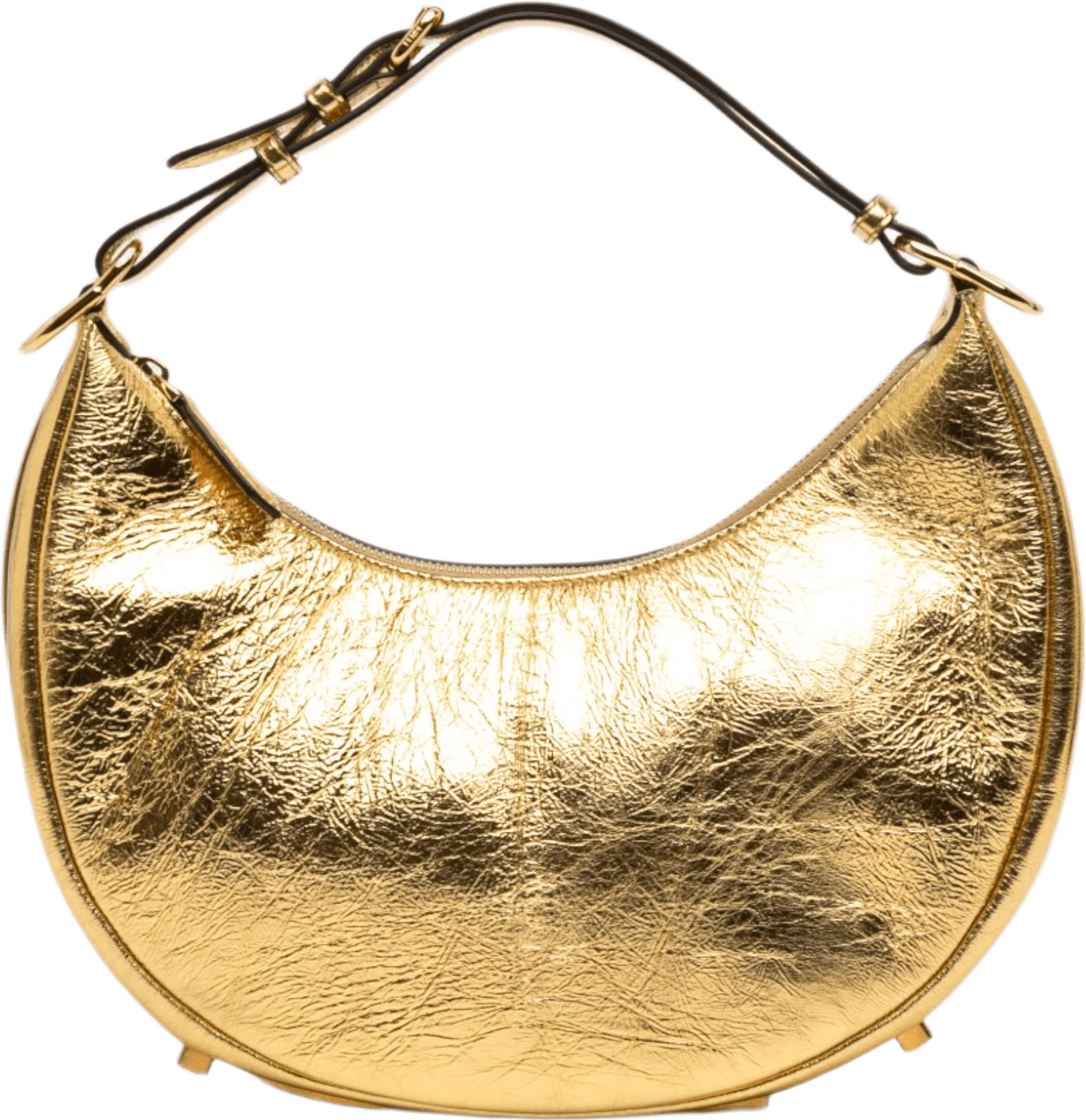 Fendi Small Metallic Leather Fendigraphy Hobo, från Luxclusif, i färgen gold.