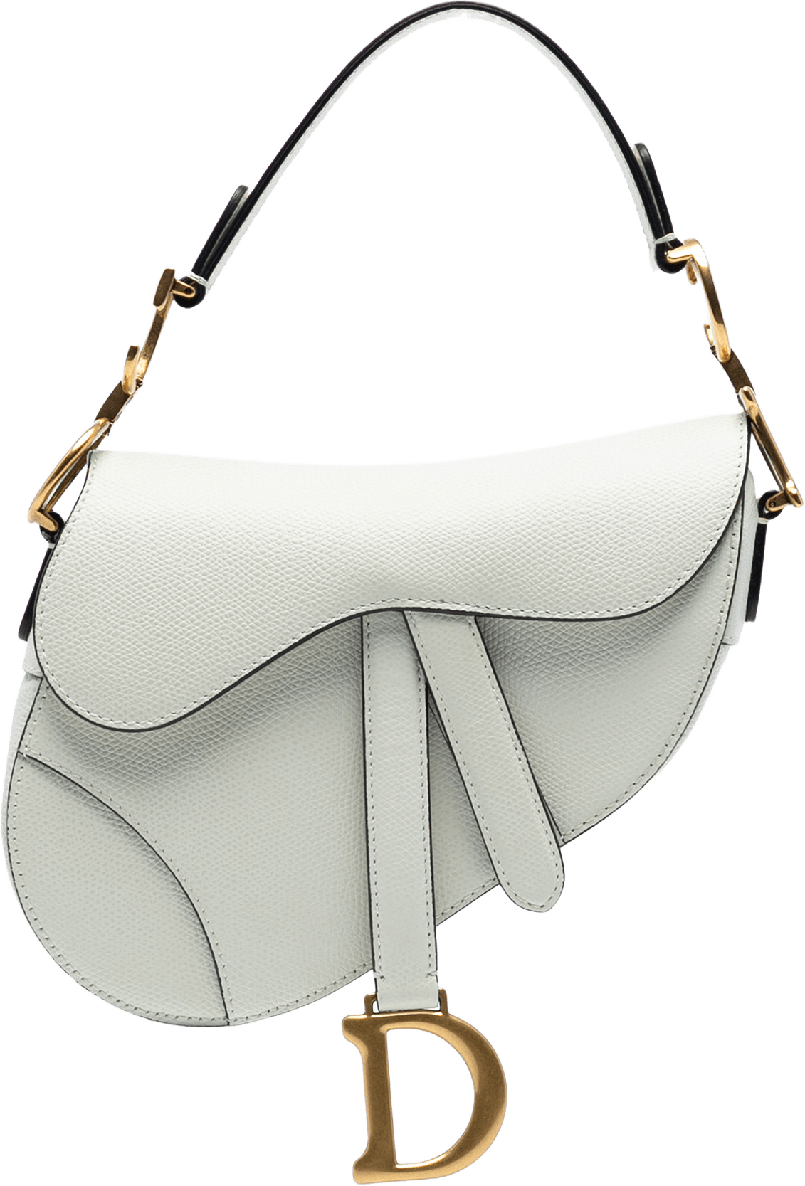 Dior Mini Grained Calfskin Saddle Bag, från Luxclusif, i färgen white.