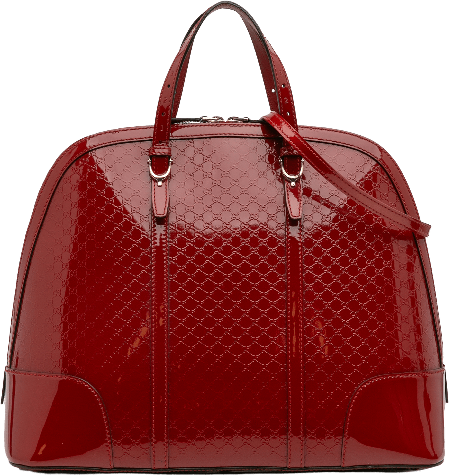 Gucci Large Microguccissima Patent Nice Dome Top Handle Bag, från Luxclusif, i färgen red.
