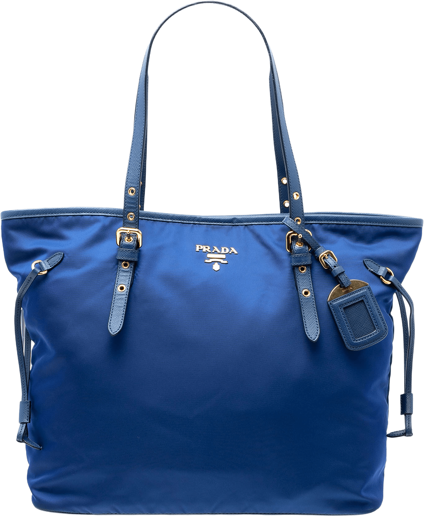 Prada Saffiano Trimmed Tessuto Tote, från Luxclusif, i färgen blue.