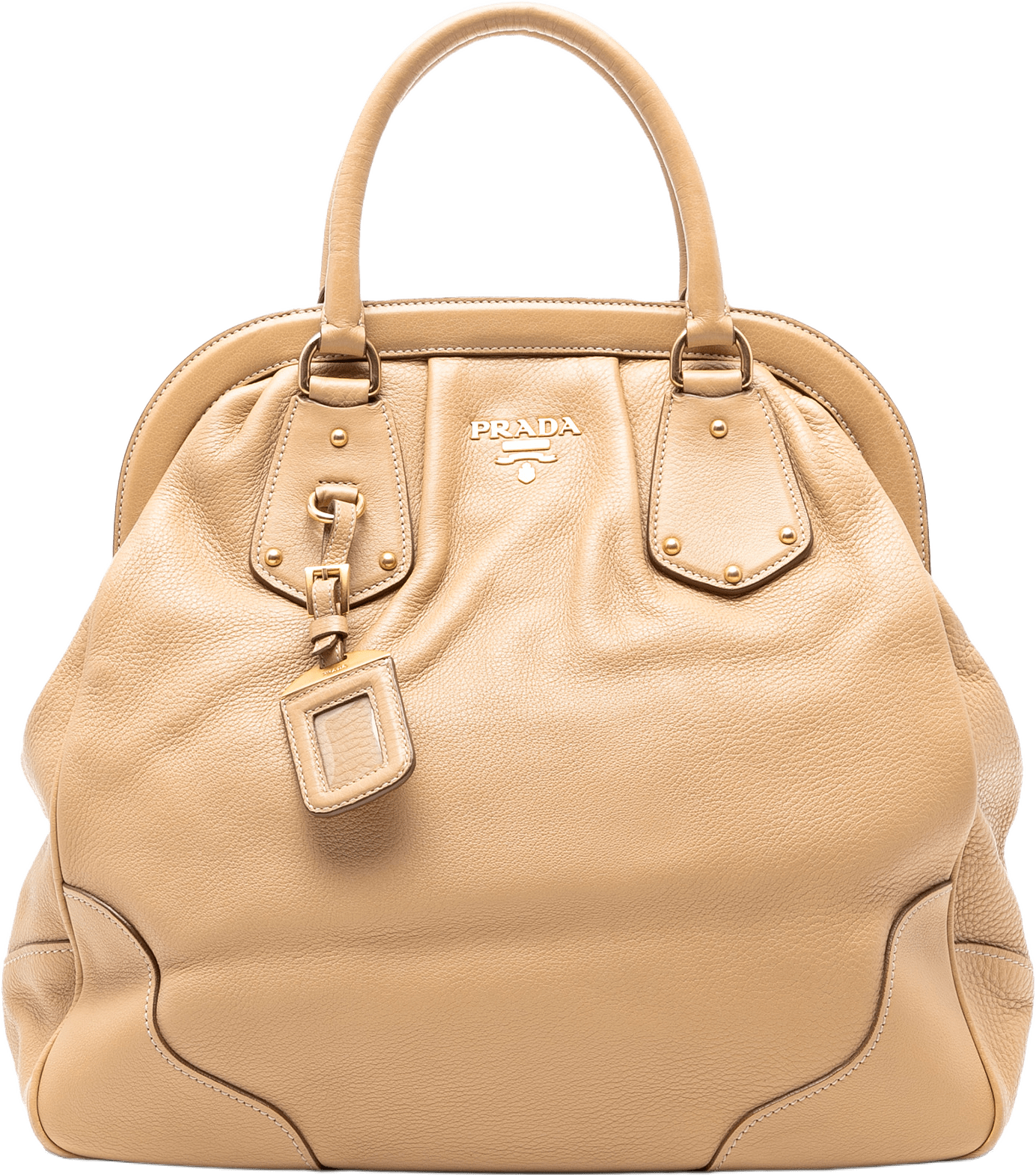 Prada Cervo Antik Frame Handbag, från Luxclusif, i färgen beige.