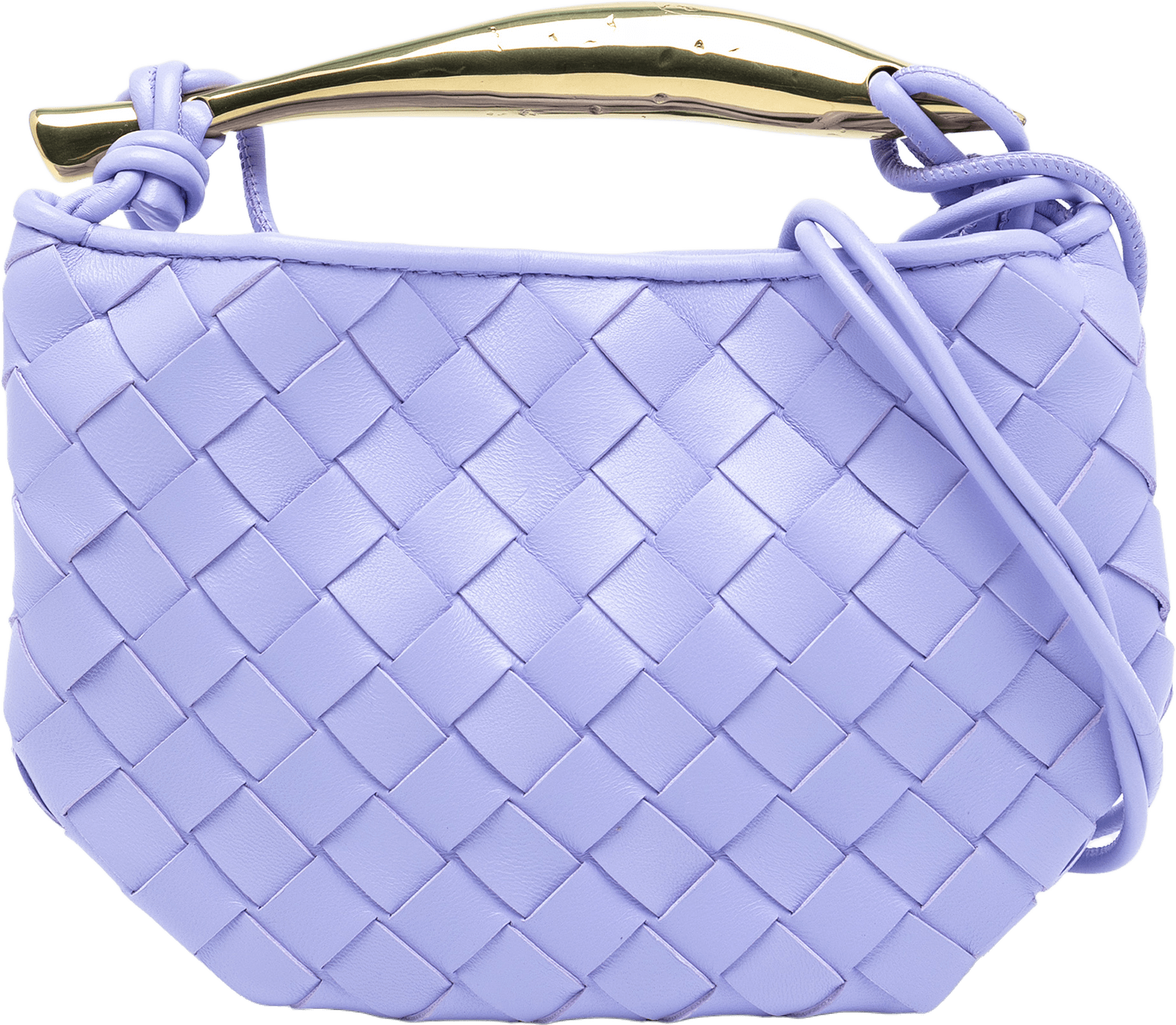 Bottega Veneta Baby Lambskin Intrecciato Sardine Bag, från Luxclusif, i färgen light purple.