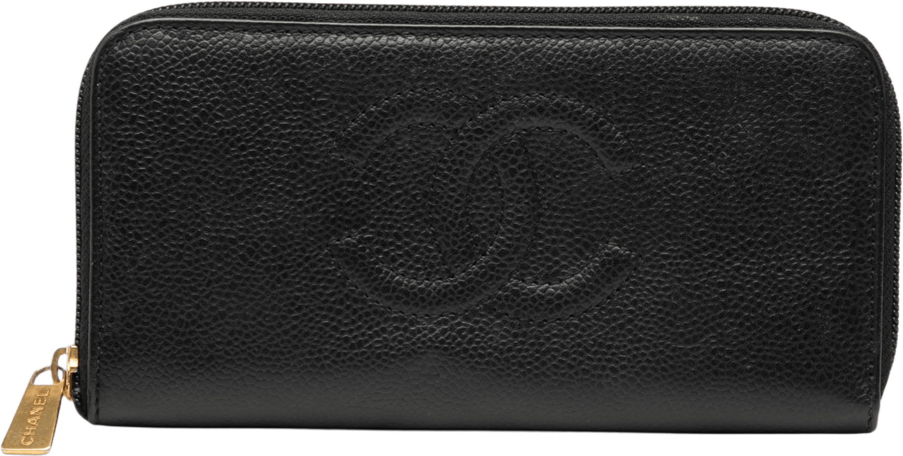 Chanel Cc Caviar Zip Around Wallet, från Luxclusif, i färgen black.