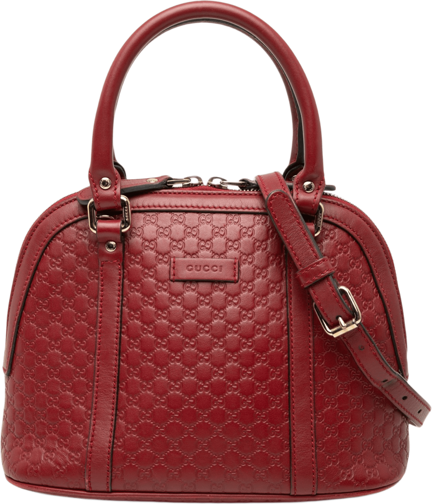Gucci Mini Microguccissima Dome Satchel, från Luxclusif, i färgen red.