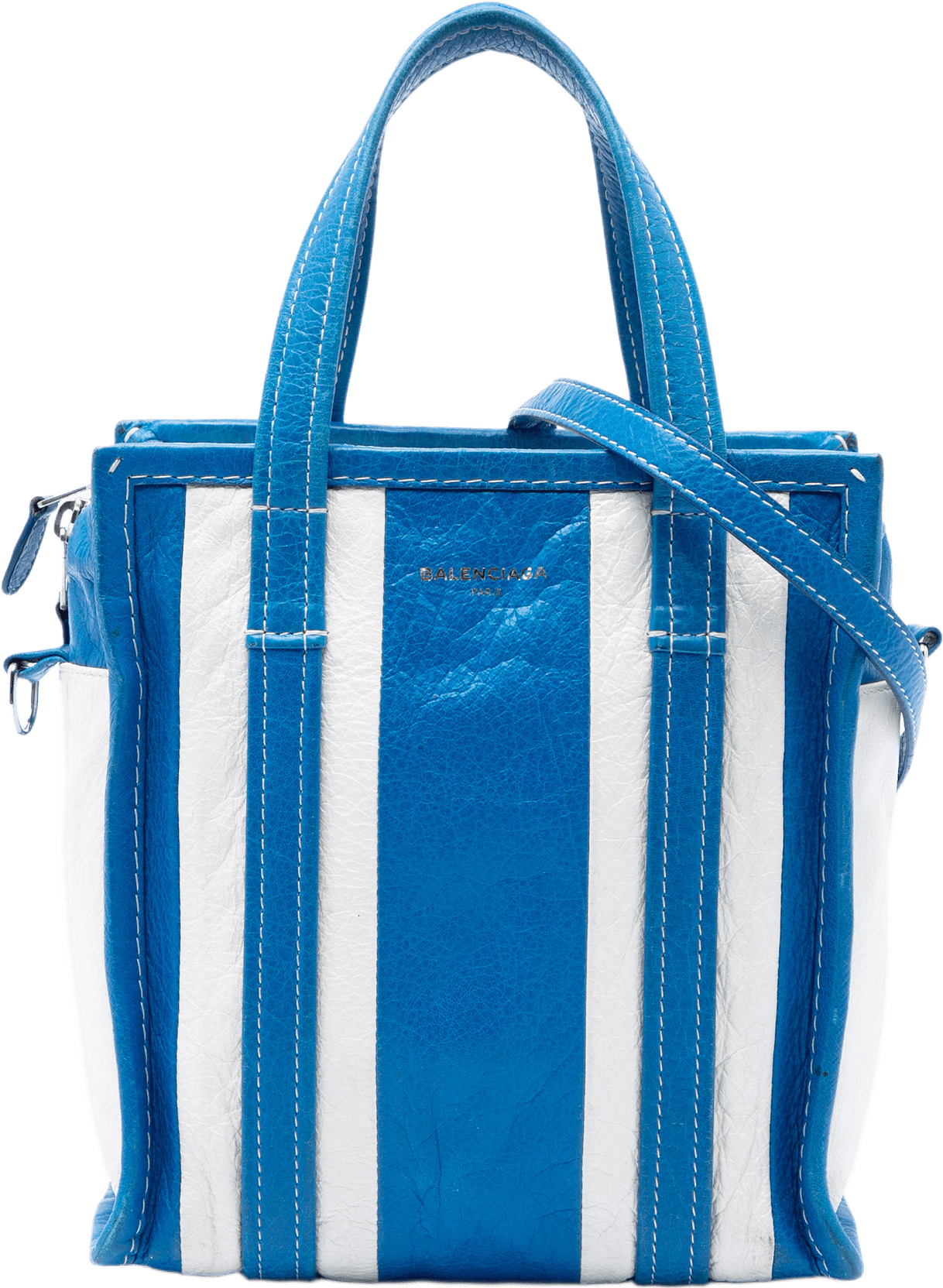 Balenciaga Lambskin Bazar Shopper Satchel Xs, från Luxclusif, i färgen blå.