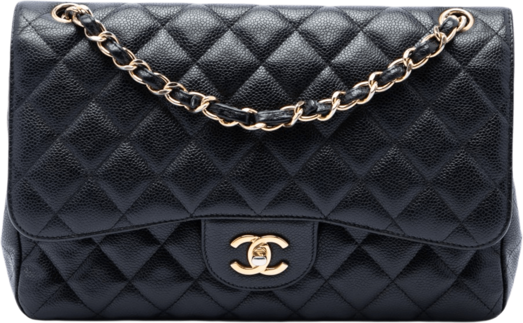 Chanel Jumbo Classic Caviar Double Flap, från Luxclusif, i färgen svart.