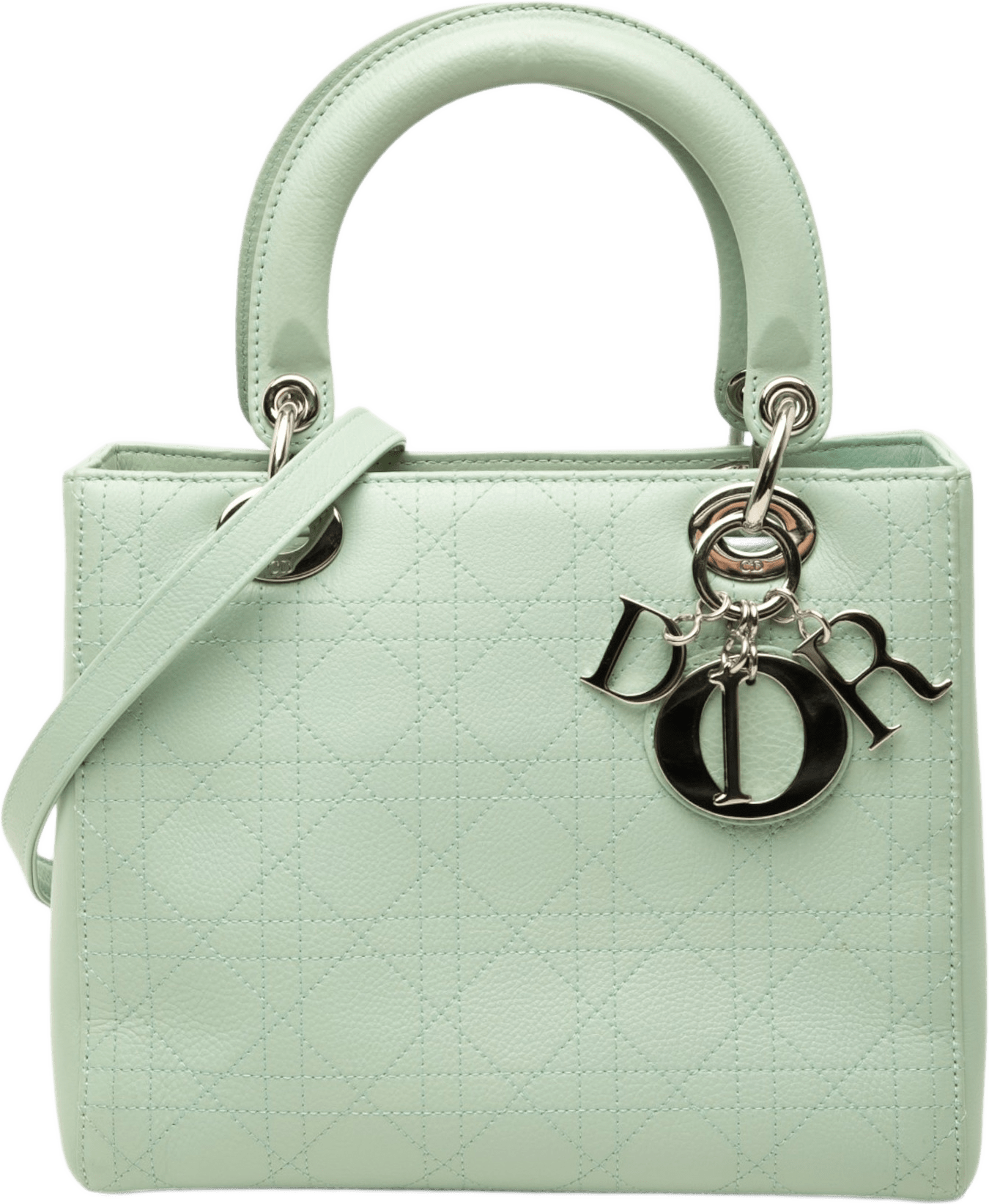 Dior Medium Calfskin Cannage Lady Dior, från Luxclusif, i färgen grön.