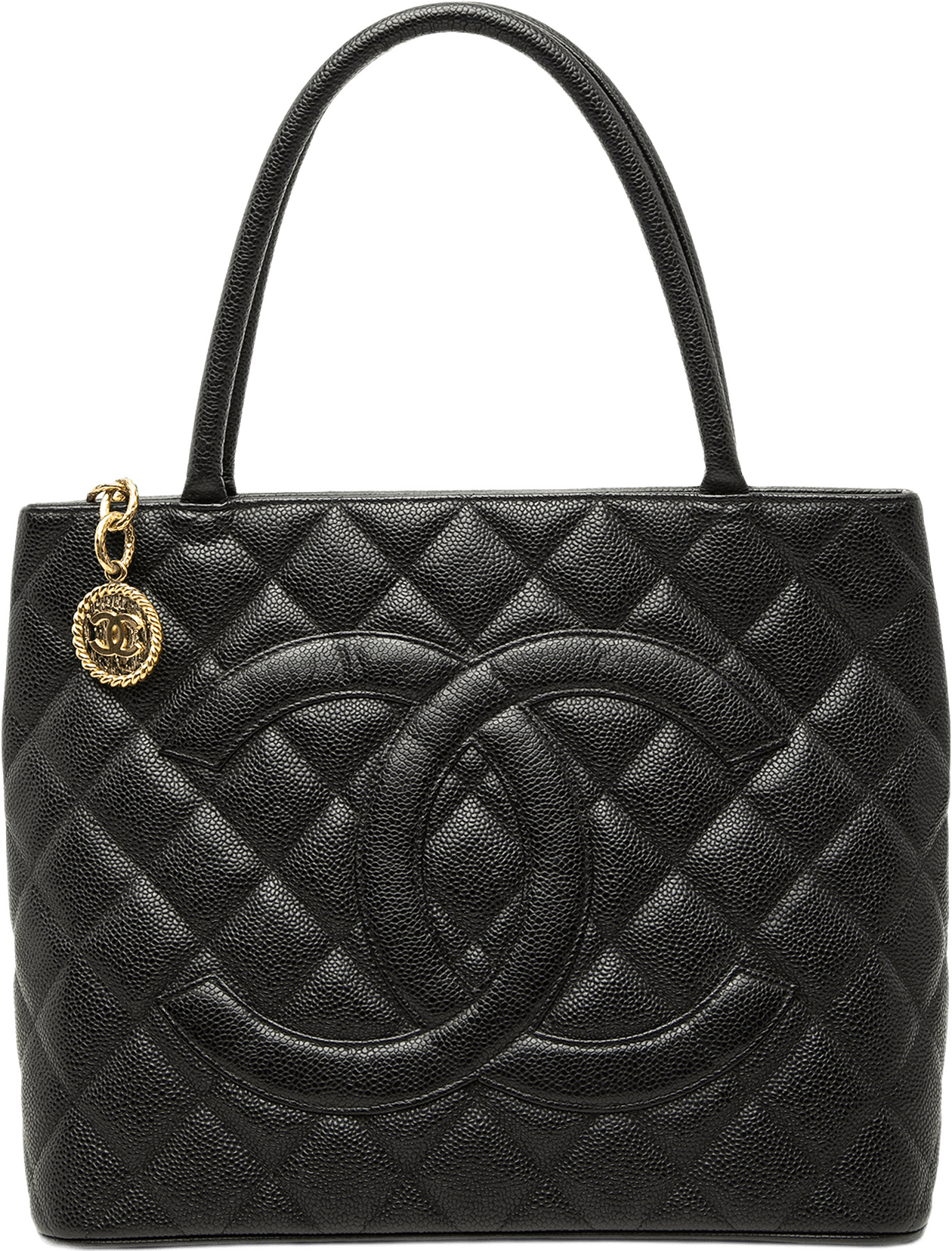 Chanel Caviar Medallion Tote, från Luxclusif, i färgen svart.