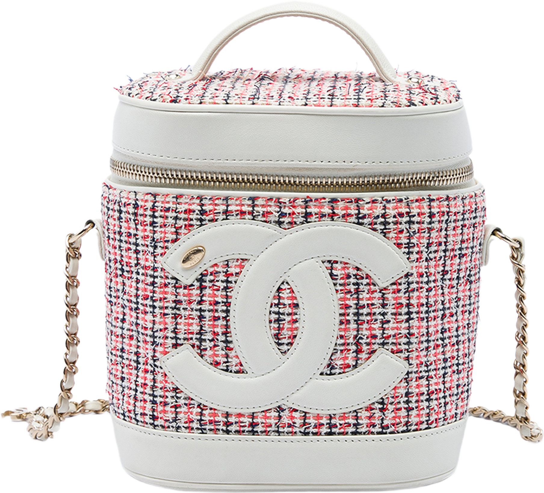Chanel Tweed And Lambskin Cc Vanity Case, från Luxclusif, i färgen röd.