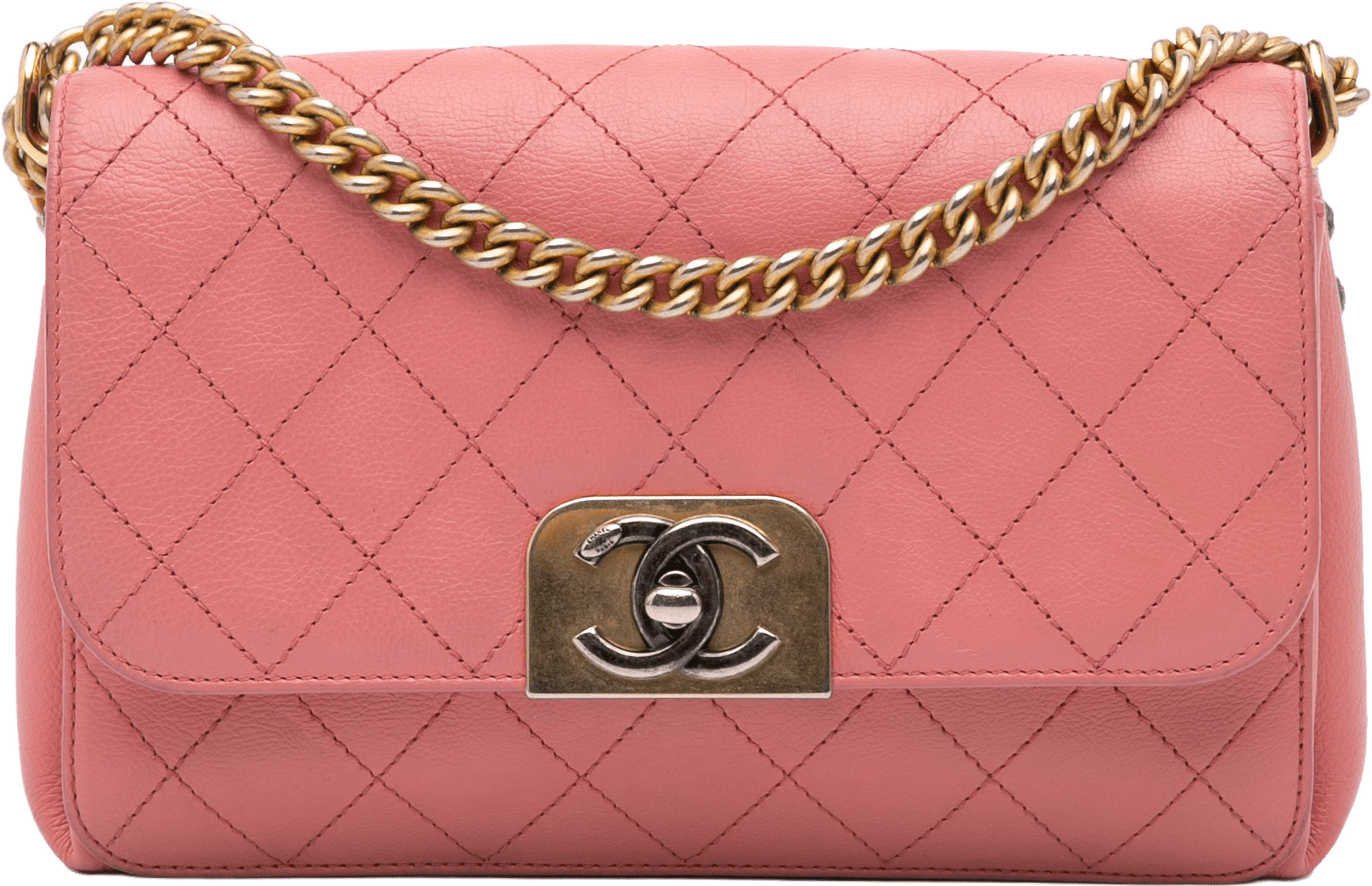 Chanel Quilted Calfskin Straight Lined Flap, från Luxclusif, i färgen pink.