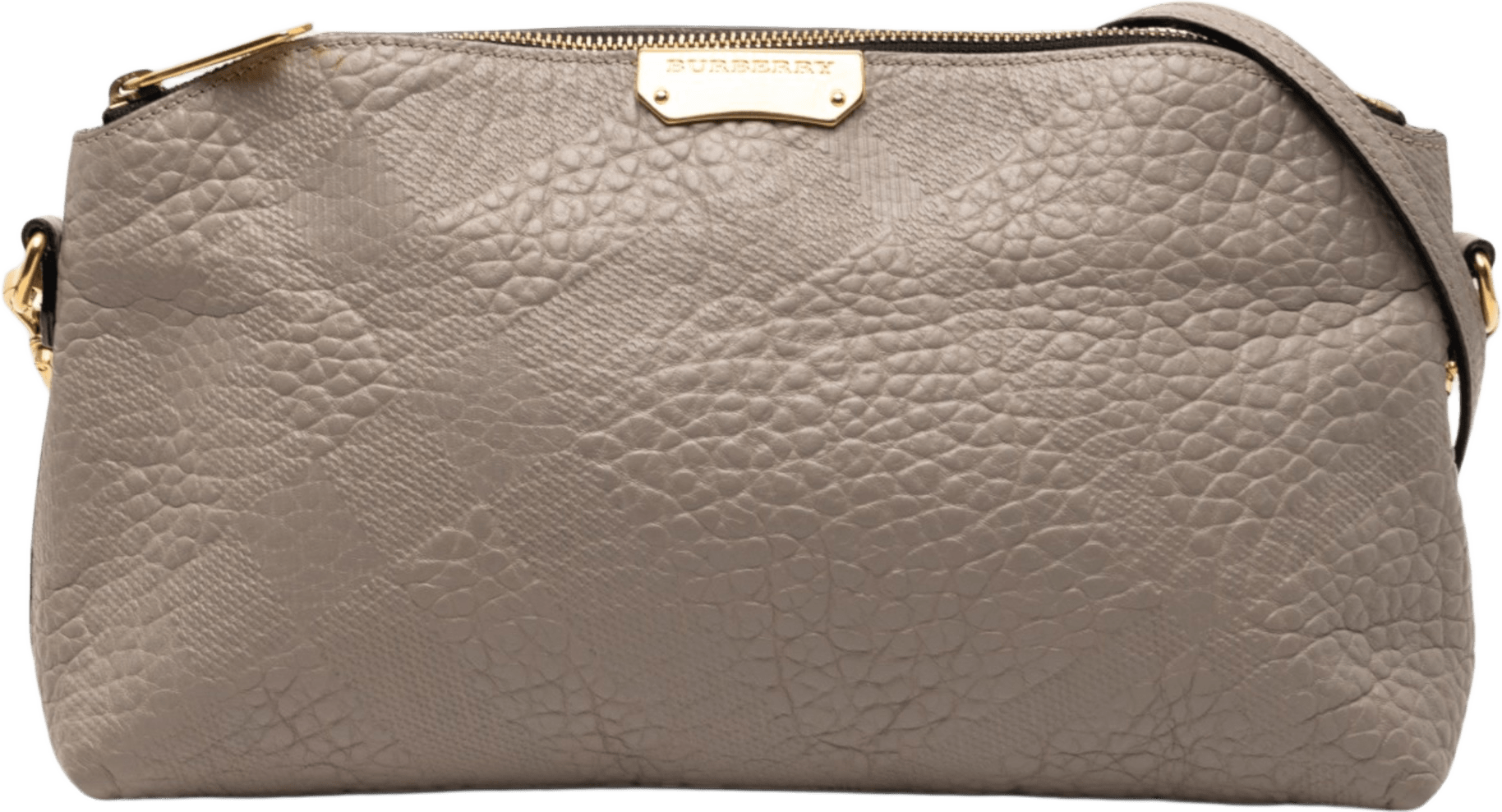 Burberry Small Grain Check Embossed Leather Chichester Crossbody, från Luxclusif, i färgen light gray.