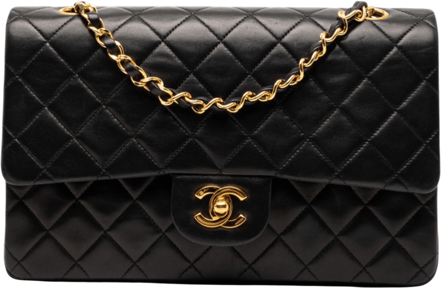 Chanel Medium Classic Lambskin Double Flap, från Luxclusif, i färgen black.