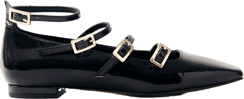 Luke Onix Black Leather Ballet Flats, från Alohas, i färgen onix black.