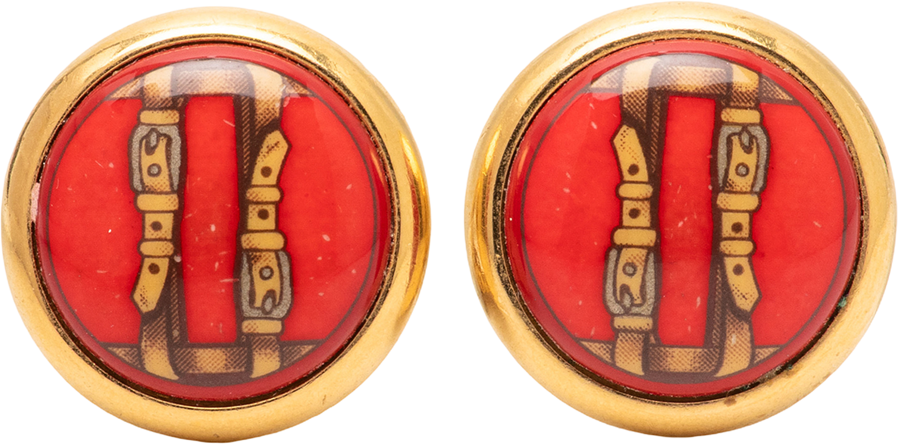 Hermès Enamel Clip On Earrings, från Luxclusif, i färgen red.