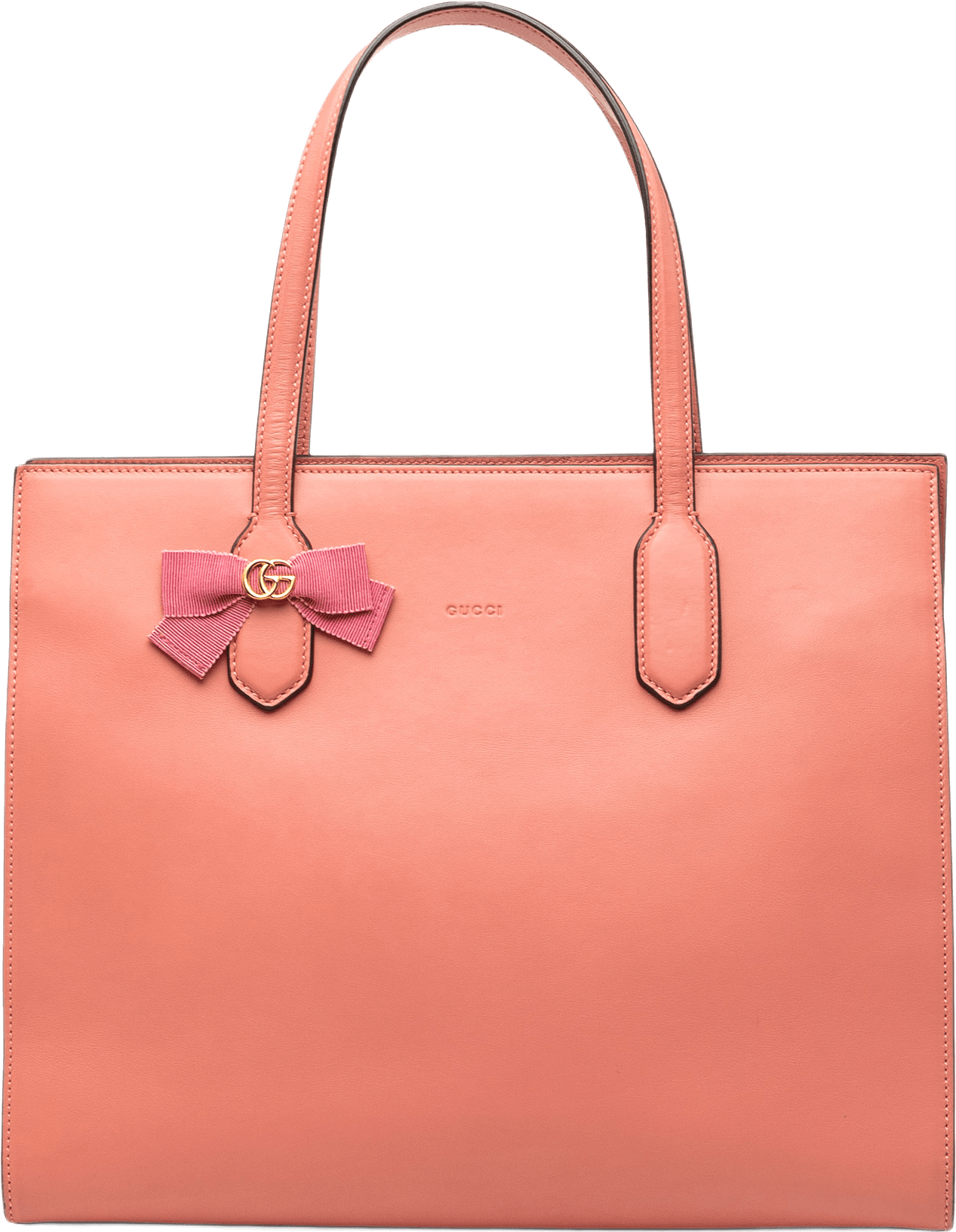 Gucci Gg Marmont Calfskin Ribbon Tote, från Luxclusif, i färgen rosa.
