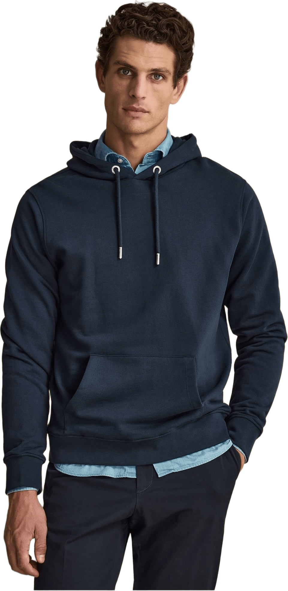 Cotton L/s Sweat Hoodie, från John Henric, i färgen navy blue.