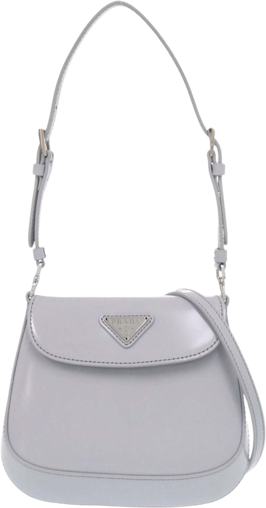 Prada Mini Spazzolato Cleo Crossbody, från Luxclusif, i färgen light blue.