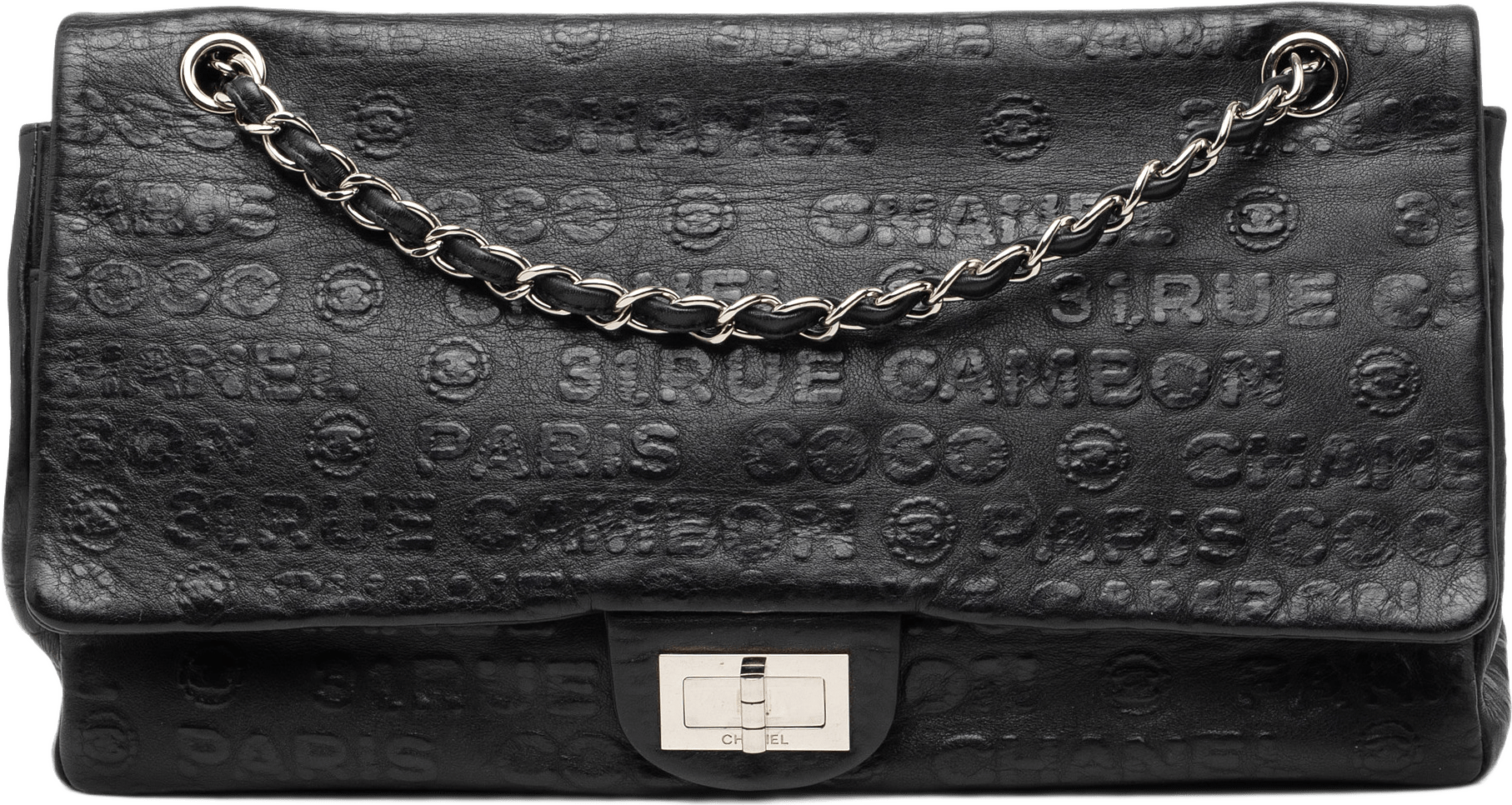 Chanel Maxi Embossed Calfskin 31 Rue Cambon Reissue 2.55 Double Flap, från Luxclusif, i färgen black.