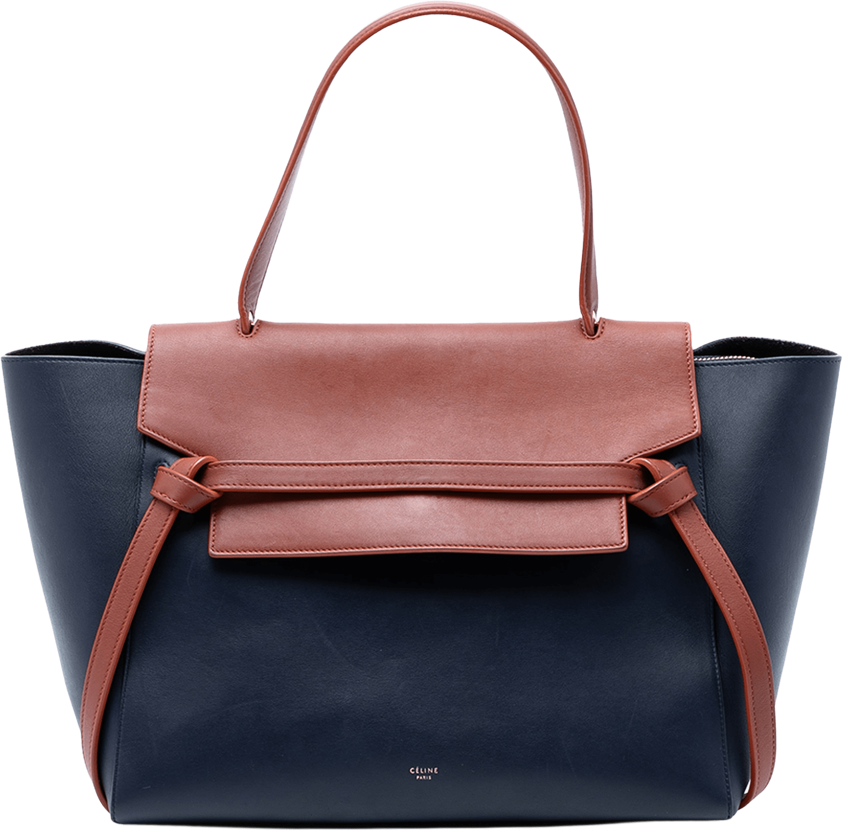 Celine Mini Bicolor Smooth Calfskin Belt Bag, från Luxclusif, i färgen navy.