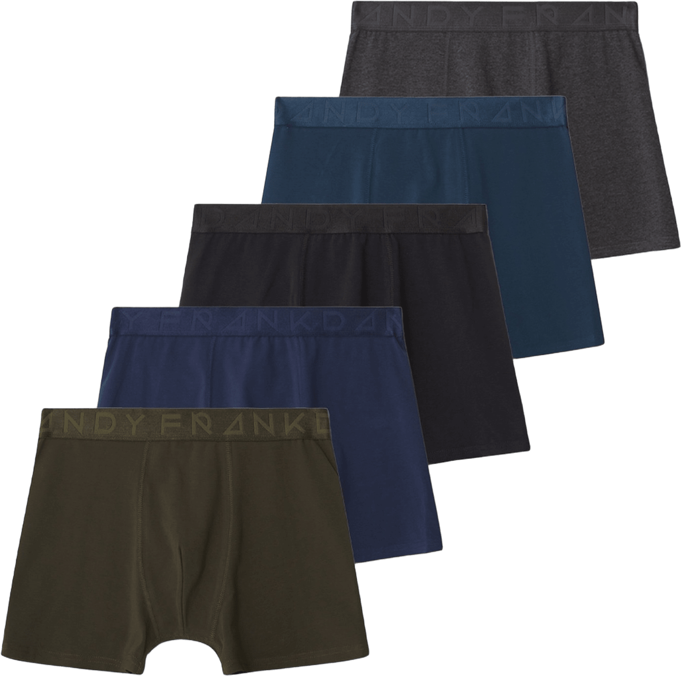 5-p Legend Organic Boxer, från Frank Dandy, i färgen black/black/dk grey melange/dk grey melange/navy.