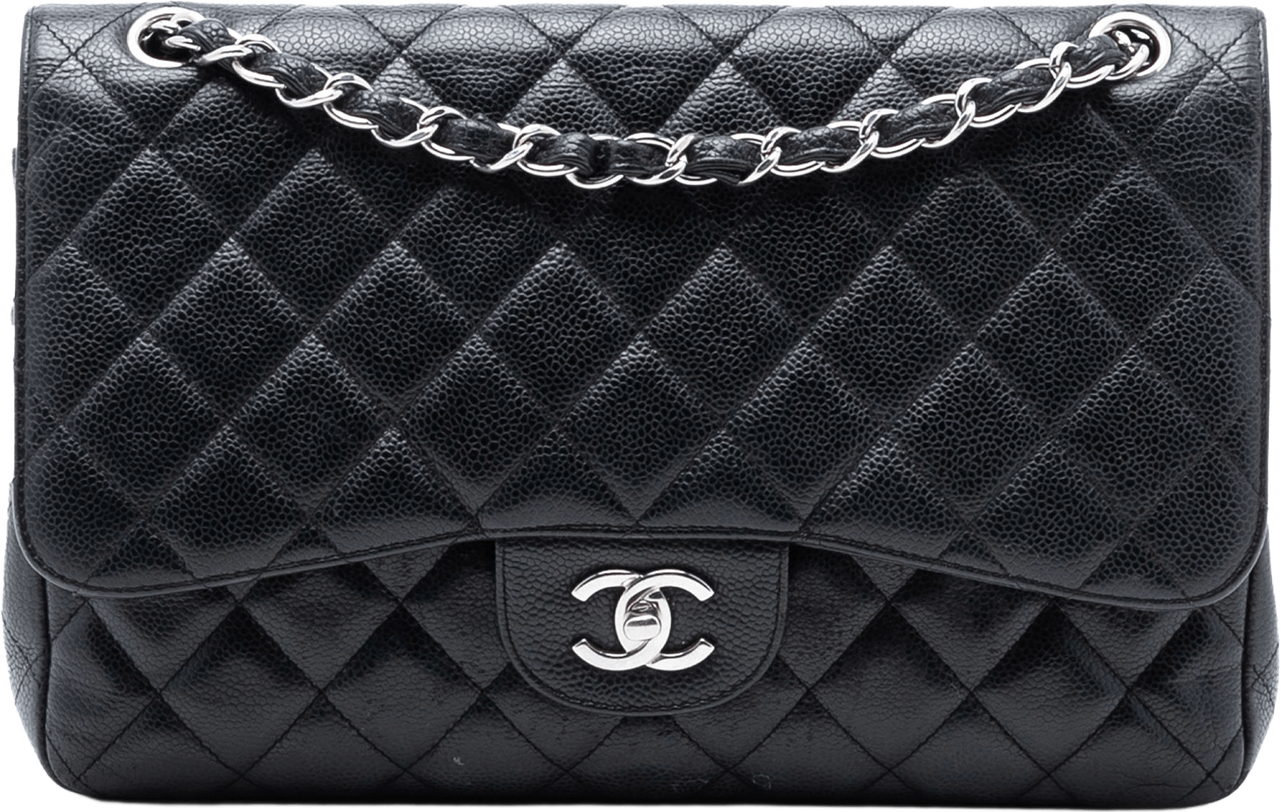 Chanel Jumbo Classic Caviar Double Flap, från Luxclusif, i färgen black.