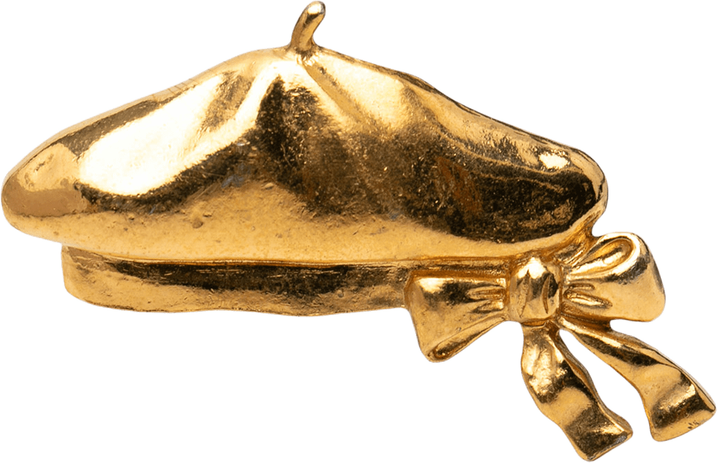 Chanel Gold Plated Beret Hat Brooch, från Luxclusif, i färgen gold.
