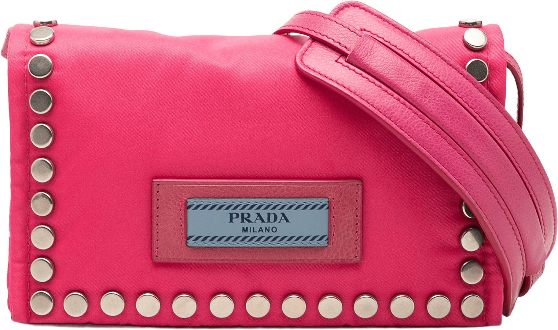 Prada Tessuto Etiquette Crossbody, från Luxclusif, i färgen dark pink.