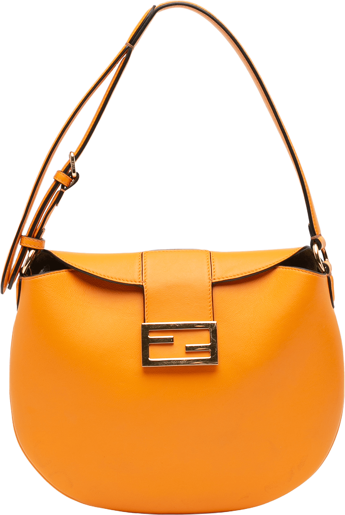 Fendi Small Leather Croissant Hobo Bag, från Luxclusif, i färgen orange.