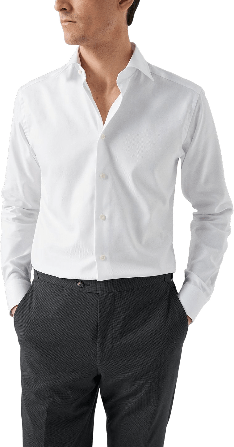 Skjorta I Texturerad Twill Slim Fit