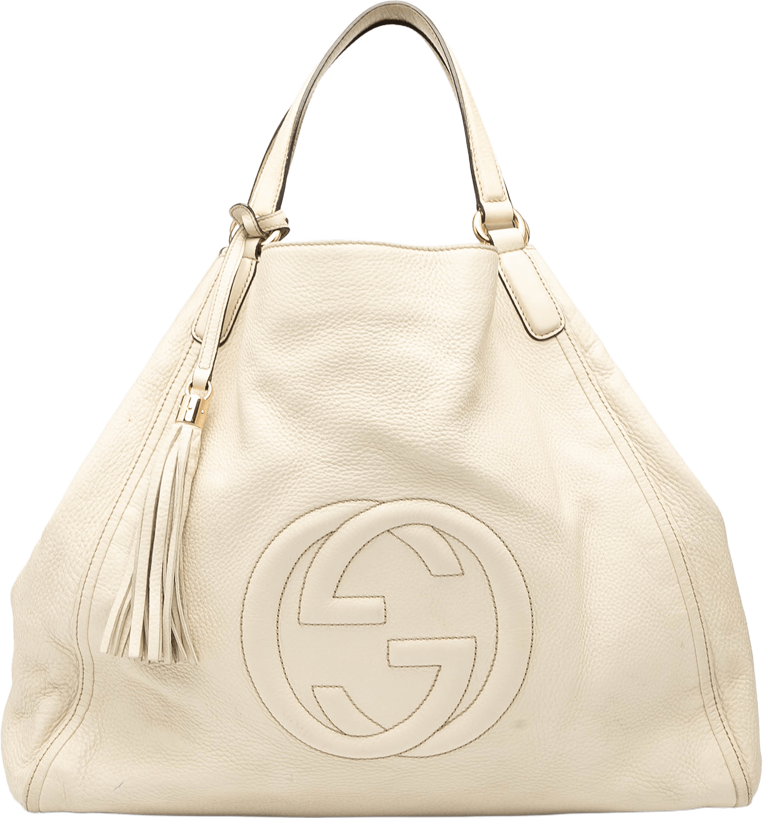Gucci Large Leather Soho Cellarius Tote, från Luxclusif, i färgen white.