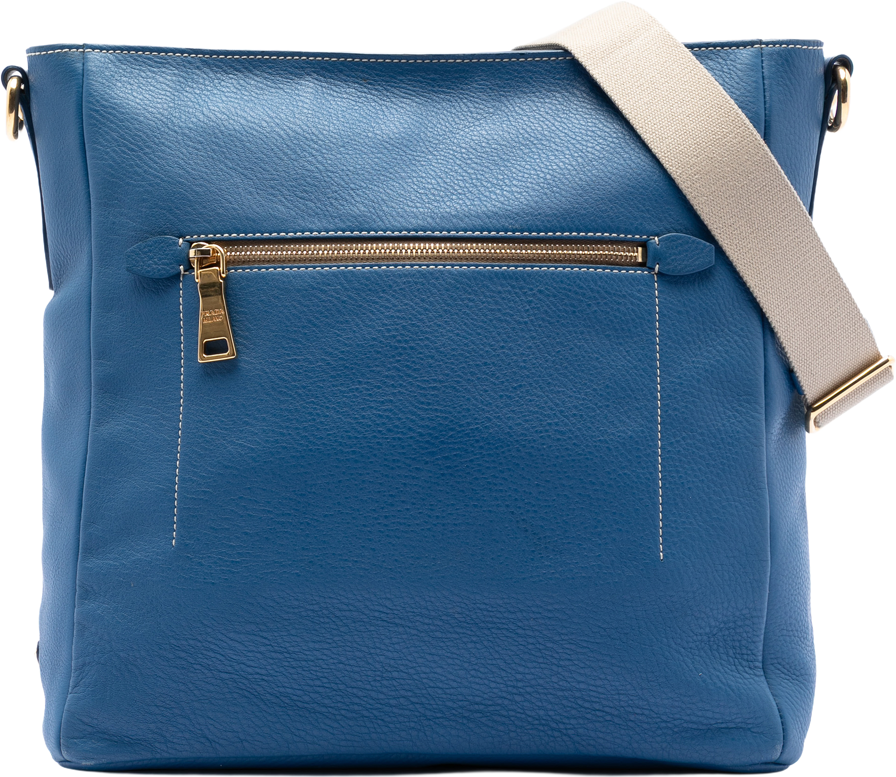 Prada Vitello Daino Crossbody, från Luxclusif, i färgen blue.