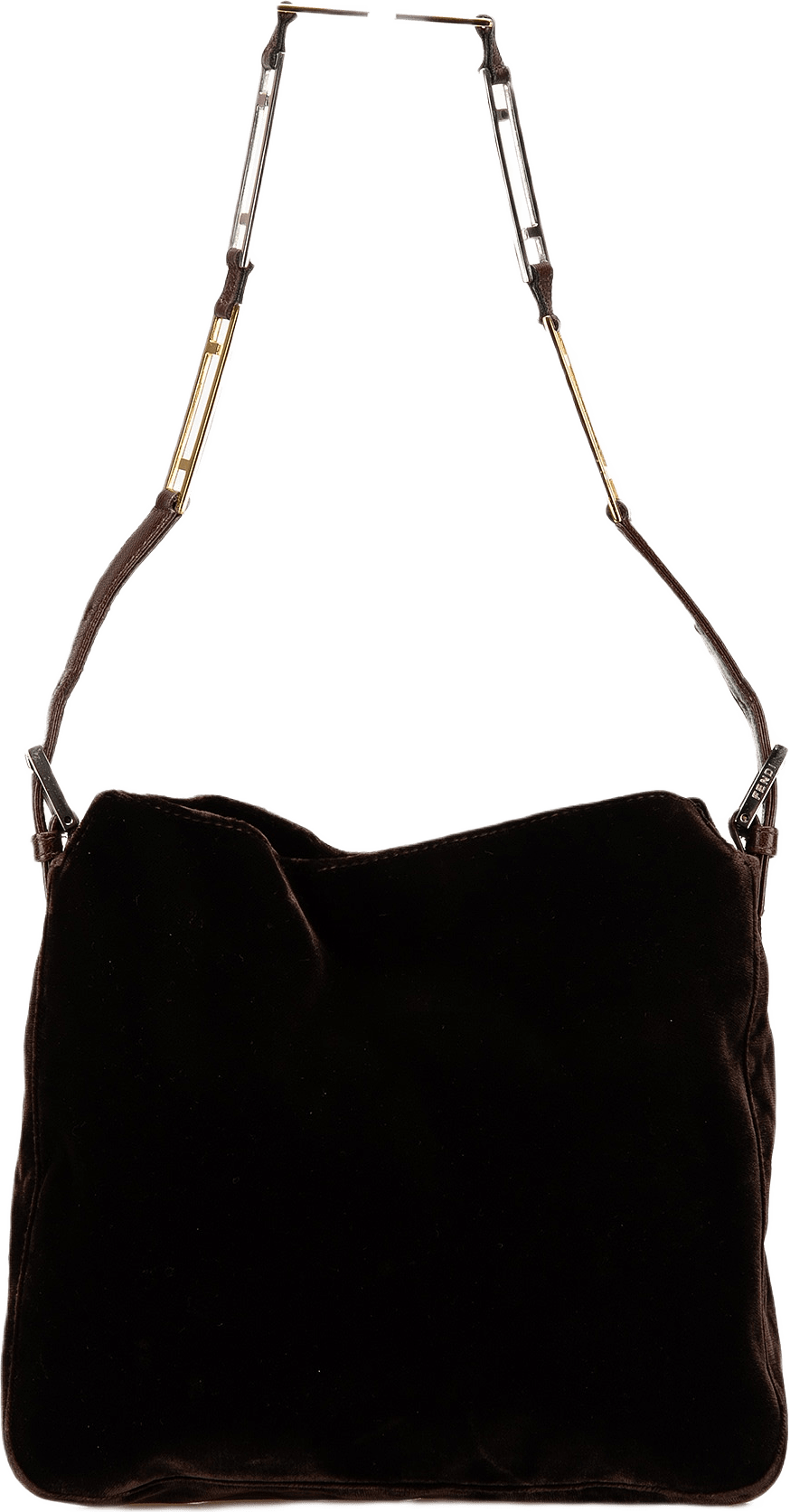 Fendi Velvet Shoulder Bag, från Luxclusif, i färgen dark brown.
